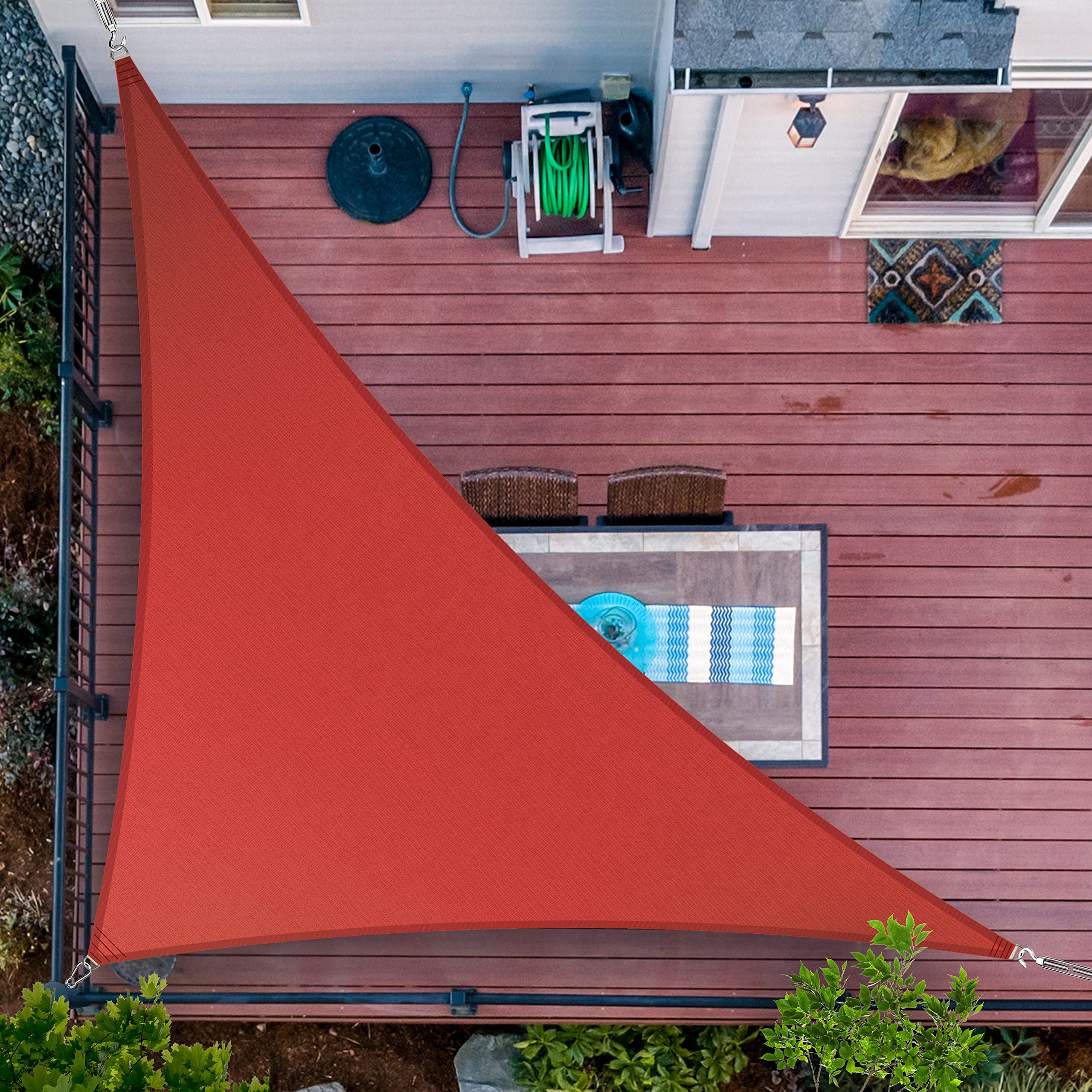 ShadeMart 12' x 12' x 17' Red Right Triangle Sun Shade Sail SMSLT Canopy Fabric Cloth Screen, Water Air Permeable & UV Resistant, Heavy Duty, Carport Patio Outdoor - (We Customize Size)