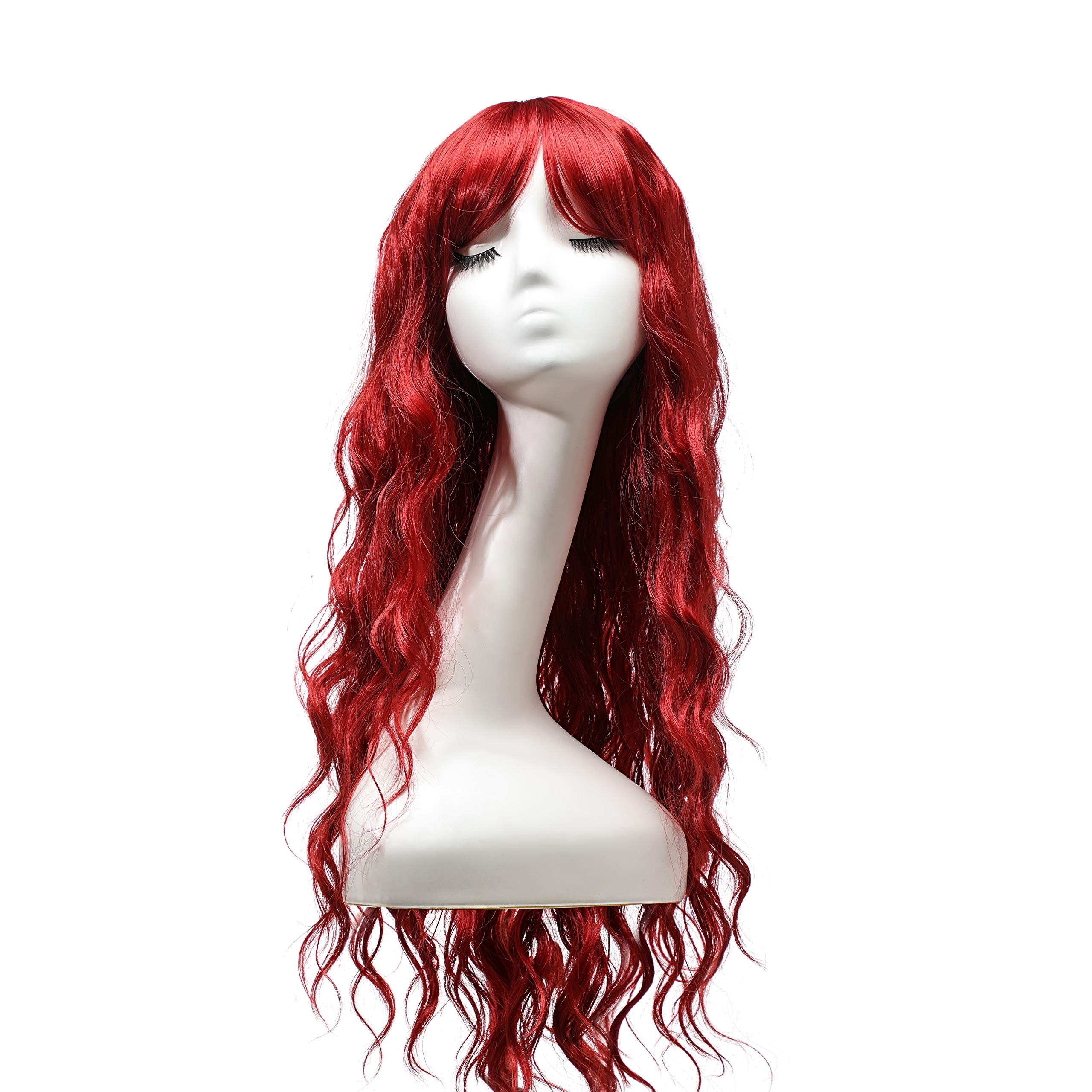 Wavy Wig Colorful Shawl Long Hair Wig with Air Bangs Women's Synthetic Girl Wig Suitable for Daily Party Cosplay Curl Wavy Heat Resistant Natural Orange 22’’ Lengthening Fashionable