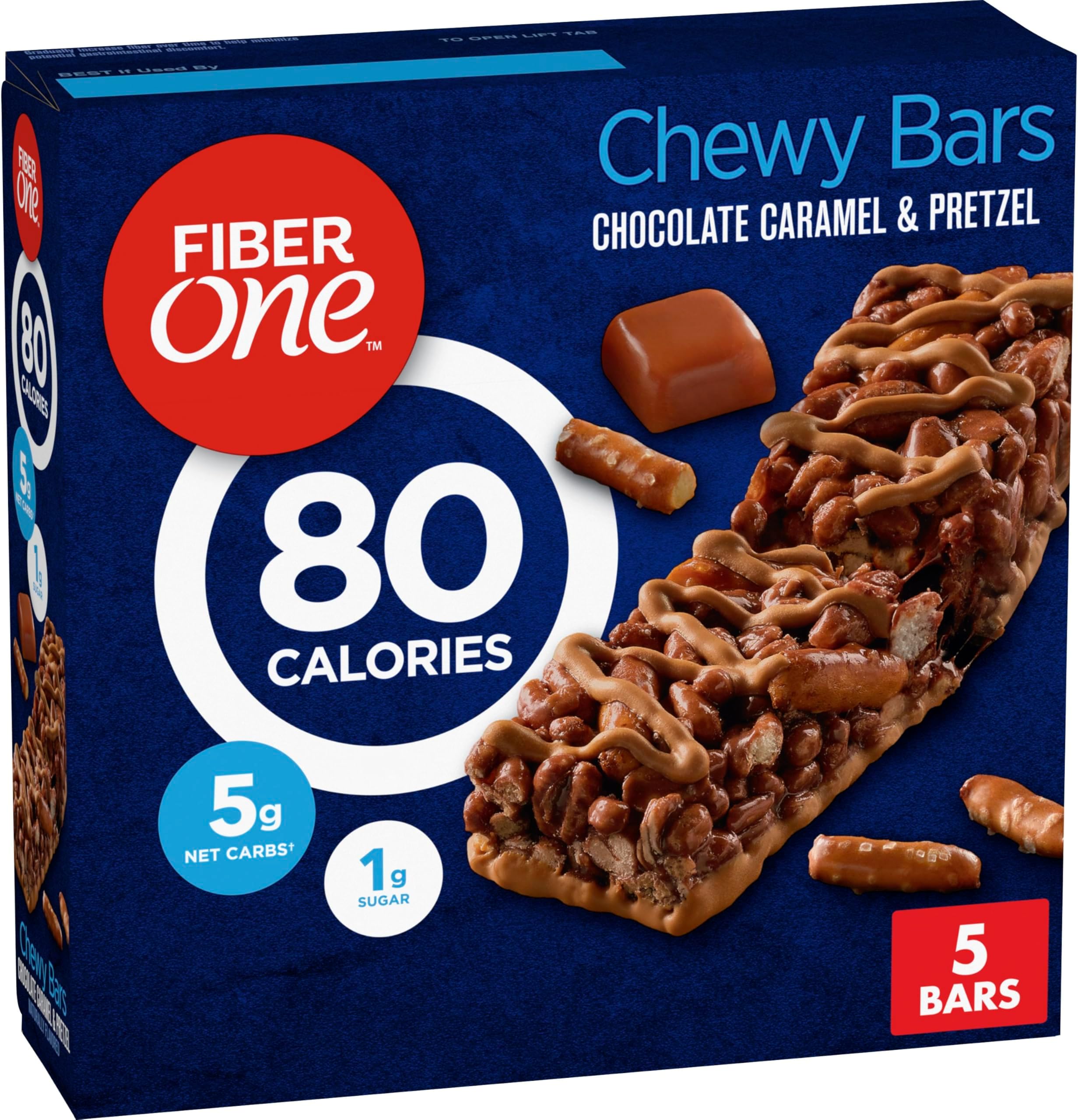 80 Calorie Chewy Snack Bars, Chocolate Caramel and Pretzel, 5 Ct, 4.1 oz