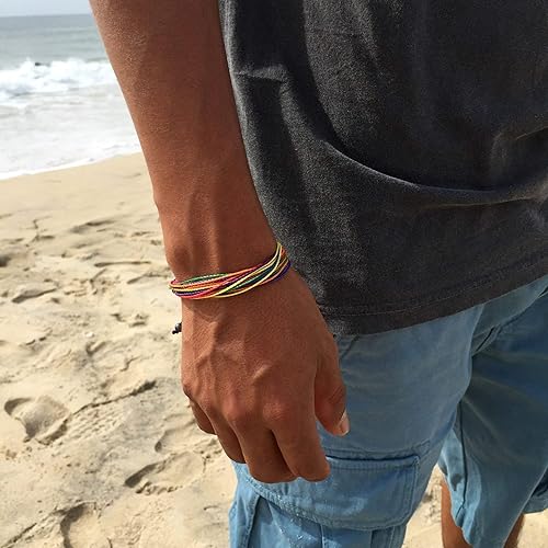 Miniatura 2 de Pride Rainbow Bracelet Custom Sized for Men Women Teens and Kids - Woven String LGBTQ Pride Jewelry - Handmade Macrame Pride Friendship Bracelets by