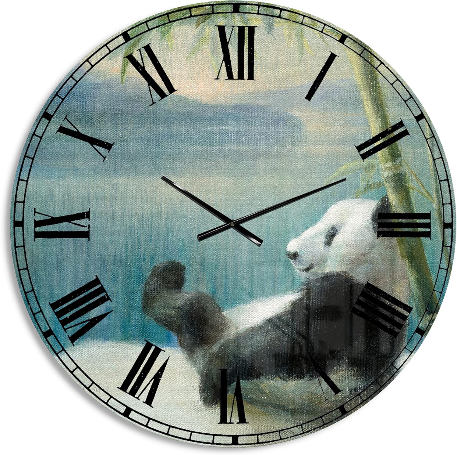 Farmhouse Wall Clock 'Panda After a Long Day' Cottage/Country Large Wall Clock for Kitchen Decor