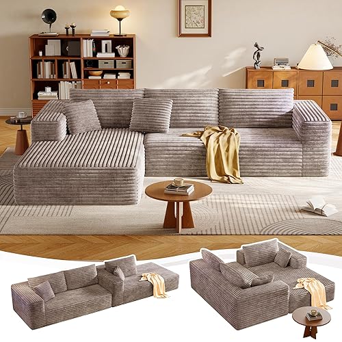 108.2" Modular Sectional Sofa with Deep Seat, Boneless L Shaped