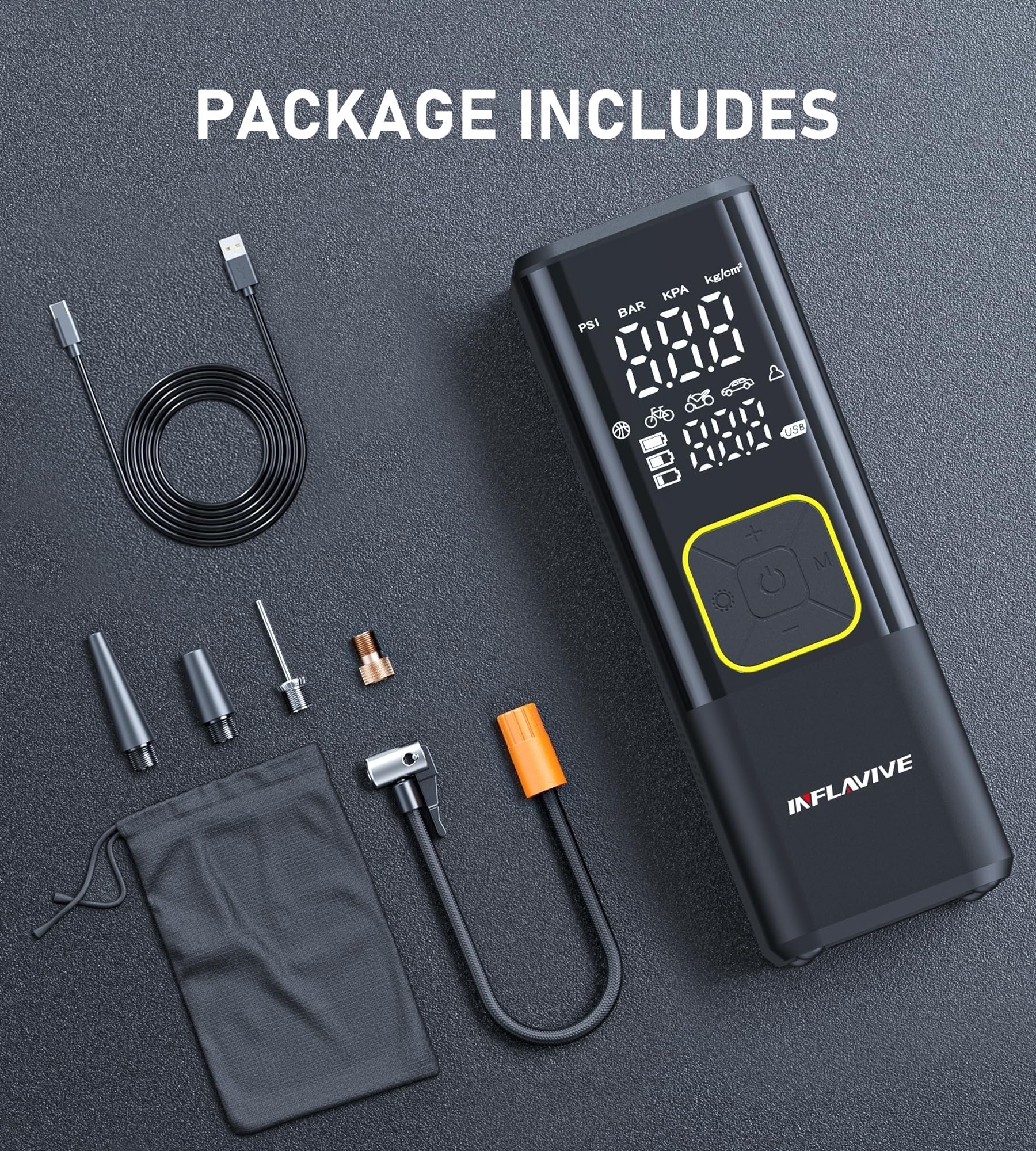 Tire Inflator Portable Air Compressor, 150 PSI Cordless Air Pump for Car Tires with Digital Pressure Gauge, 3X Faster Tire Pump for Cars, Motorcycle, Bicycle, Balls with LED Light, Auto Shut-Off