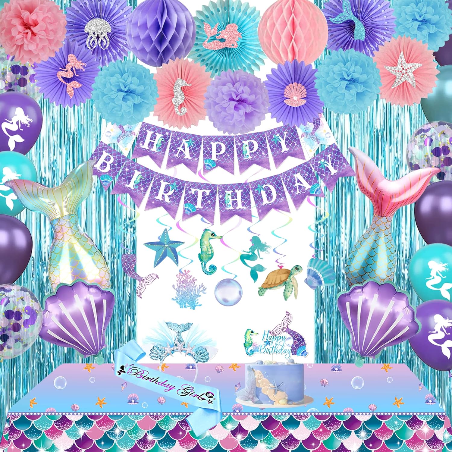 Nalyee Mermaid Birthday Decorations for Girls, Little