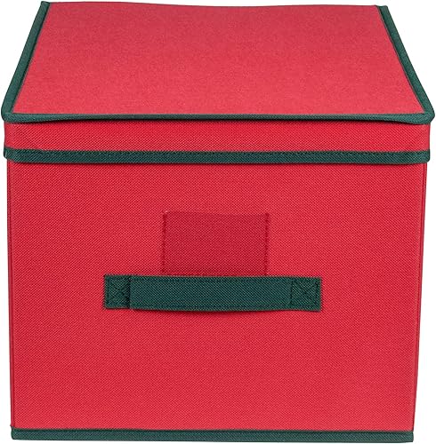 Northlight Caja de almacenamiento plegable roja de la decoración de la Navidad de 16" con Handel