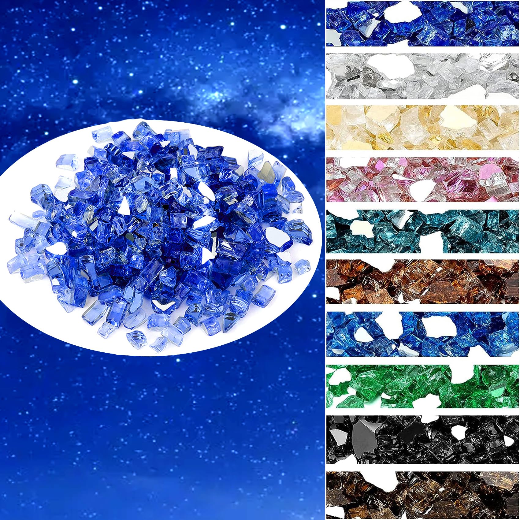 Onlyfire 1/4-Inch Fire Glass for Natural or Propane Fire Pit, Fireplace, or Gas Log Sets, 10-Pound, Cobalt Blue Reflective-image-34