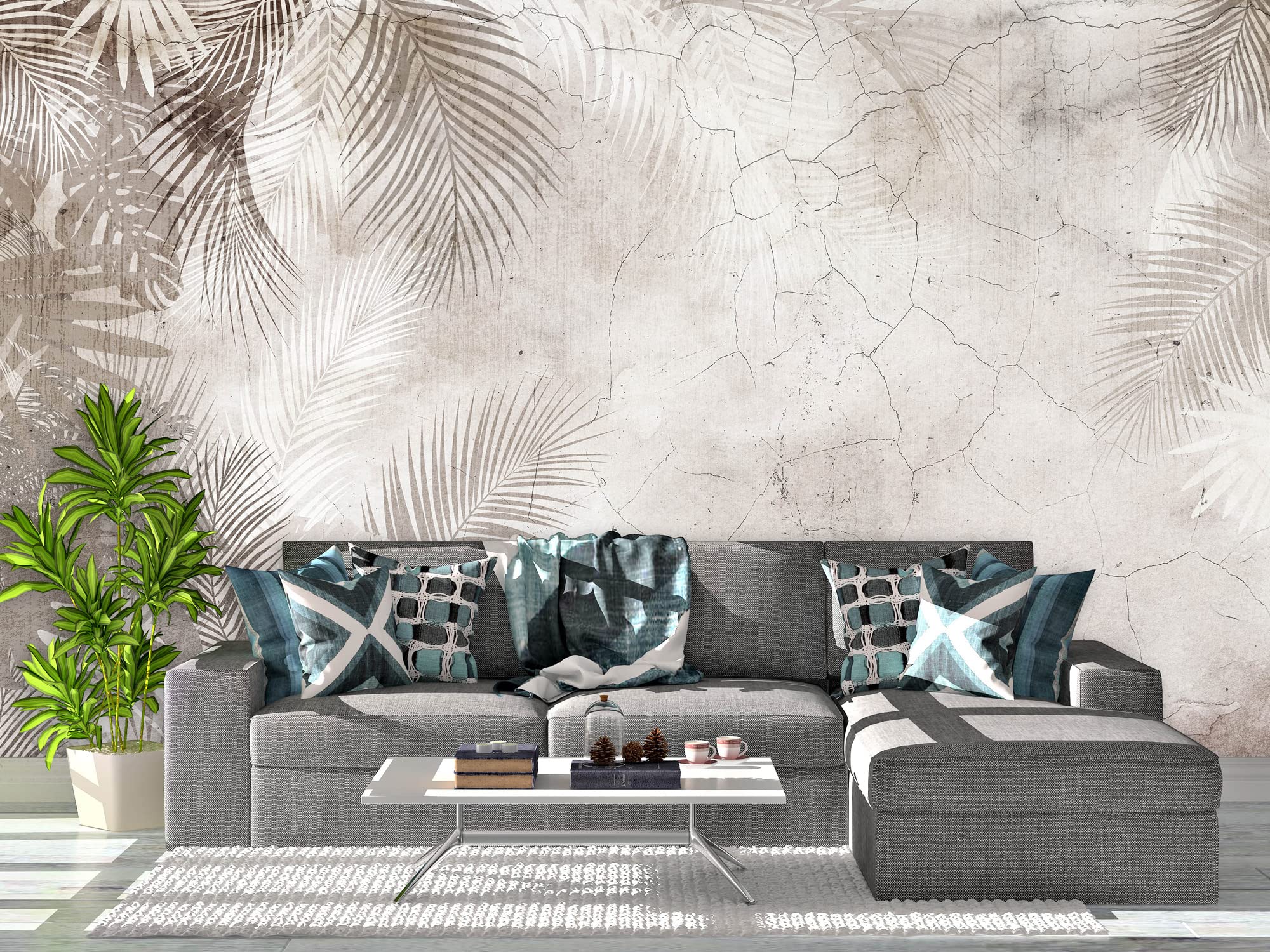 Oedim Fotomural Vinilo para Pared Estampado Hojas de Palmera, Mural, 350x250cm, Decoración para comedores, Salones, Habitaciones