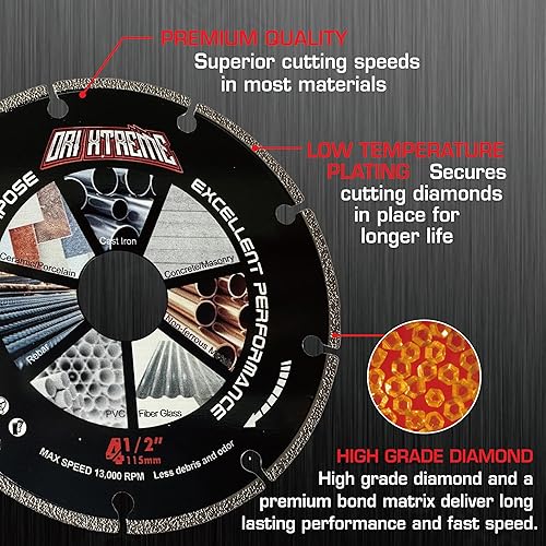 Miniatura 4 de Rueda de corte de diamante de 4-12 x 78 pulgadas para metal, disco de corte con más de 5000 cortes en barras de refuerzo, acero, hierro e INOX