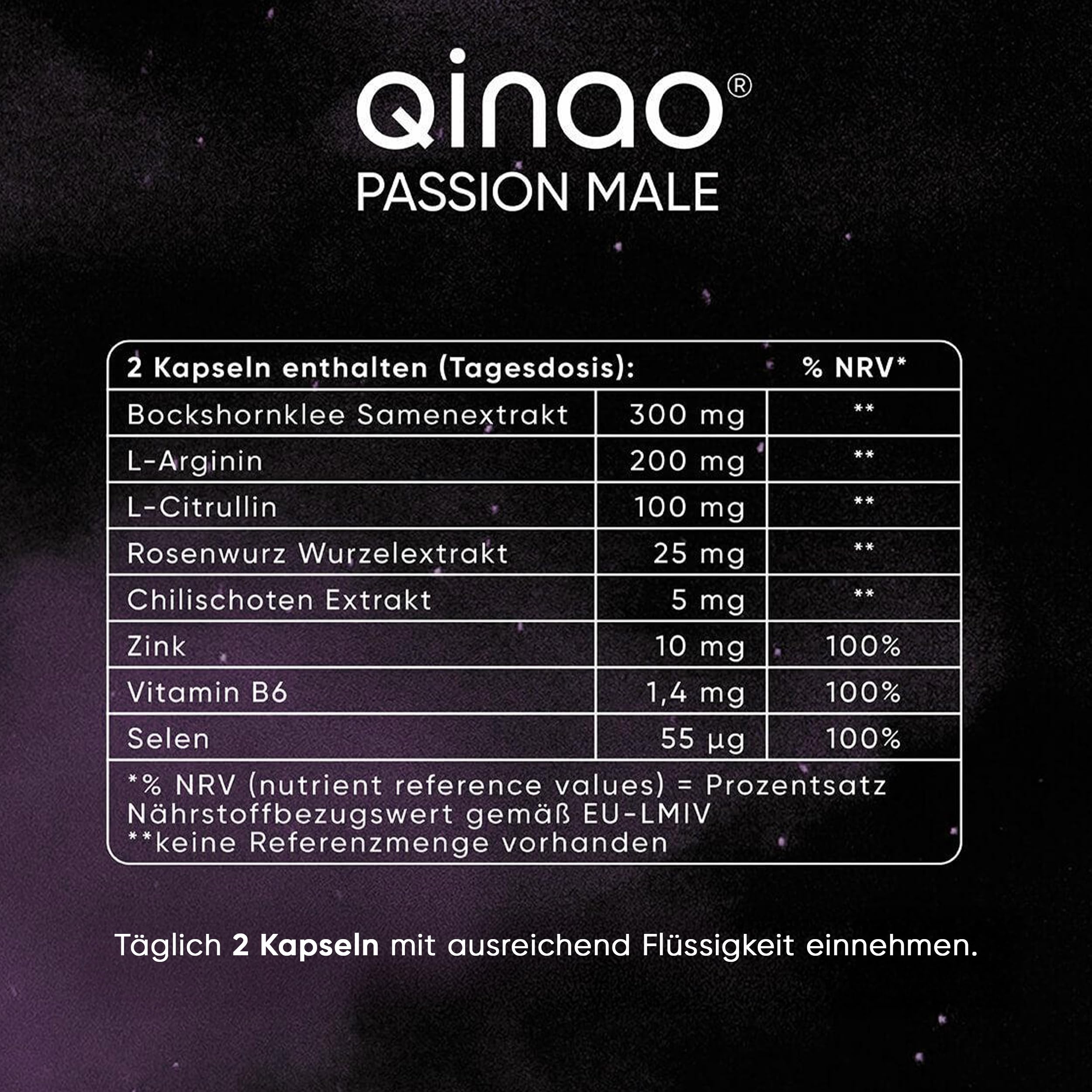 PASSION MALE – Komplex mit L Arginin, Citrullin & Bockshornklee – Mit Zink & Selen für den Erhalt eines normalen Testosteronspiegels – 90 Vegane Kapseln – Ohne künstliche Zusätze