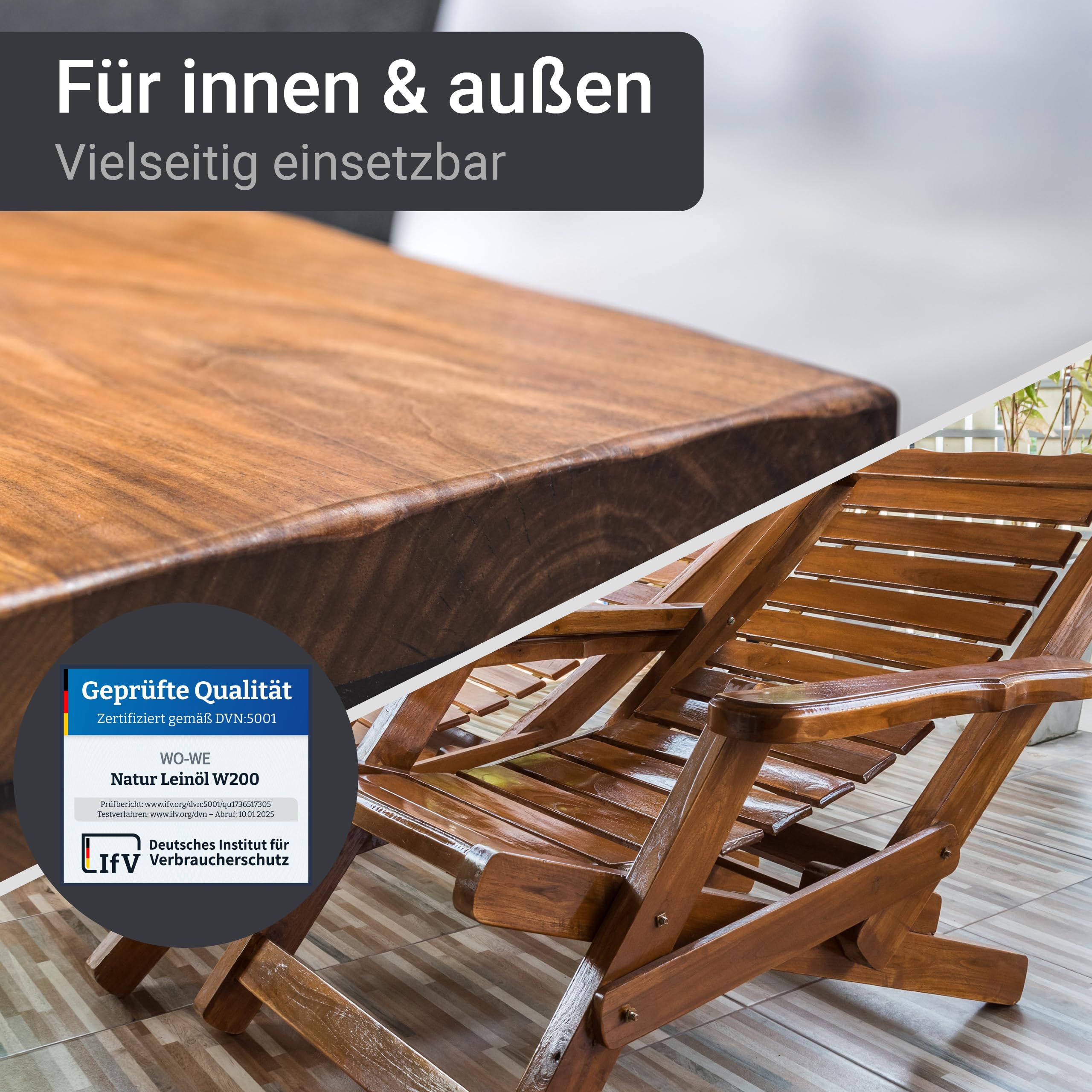 Natur Leinöl 5L Holzöl lebensmittelecht Holzschutz Holzpflege Pflegeöl Eiche Buche