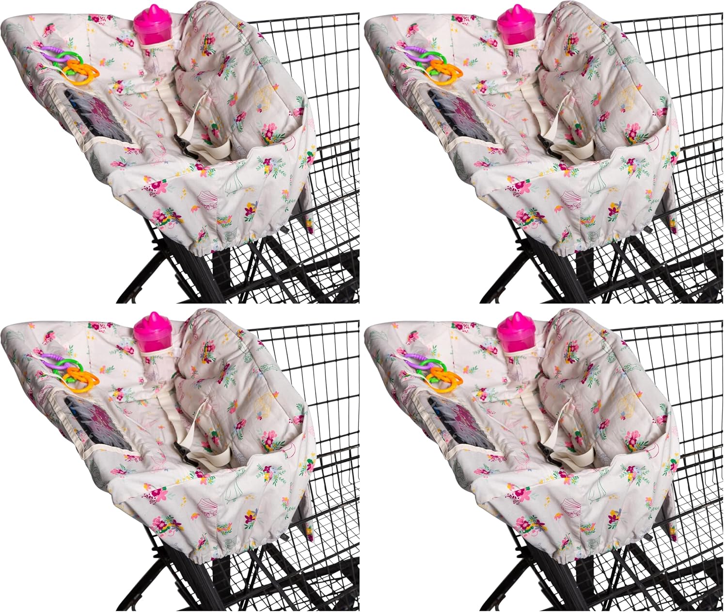 Disney Baby by J.L. Childress Shopping Cart & High Chair Cover for Baby, Kids, & Toddler - Cover for Grocery Carts & Restaurants, Universal Fit - Disney Princess (Pack of 4)