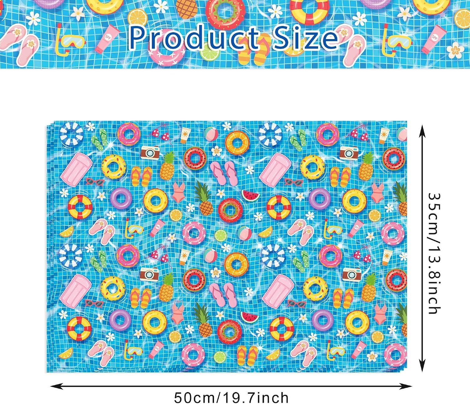 100 Sheets Swimming Pool Tissue Paper Swimming Circle Fruit Slippers Pattern Wrapping Tissue DIY Arts Crafts Decorative Paper for Summer Beach Pool Party Hawaiian Gifts Supplies