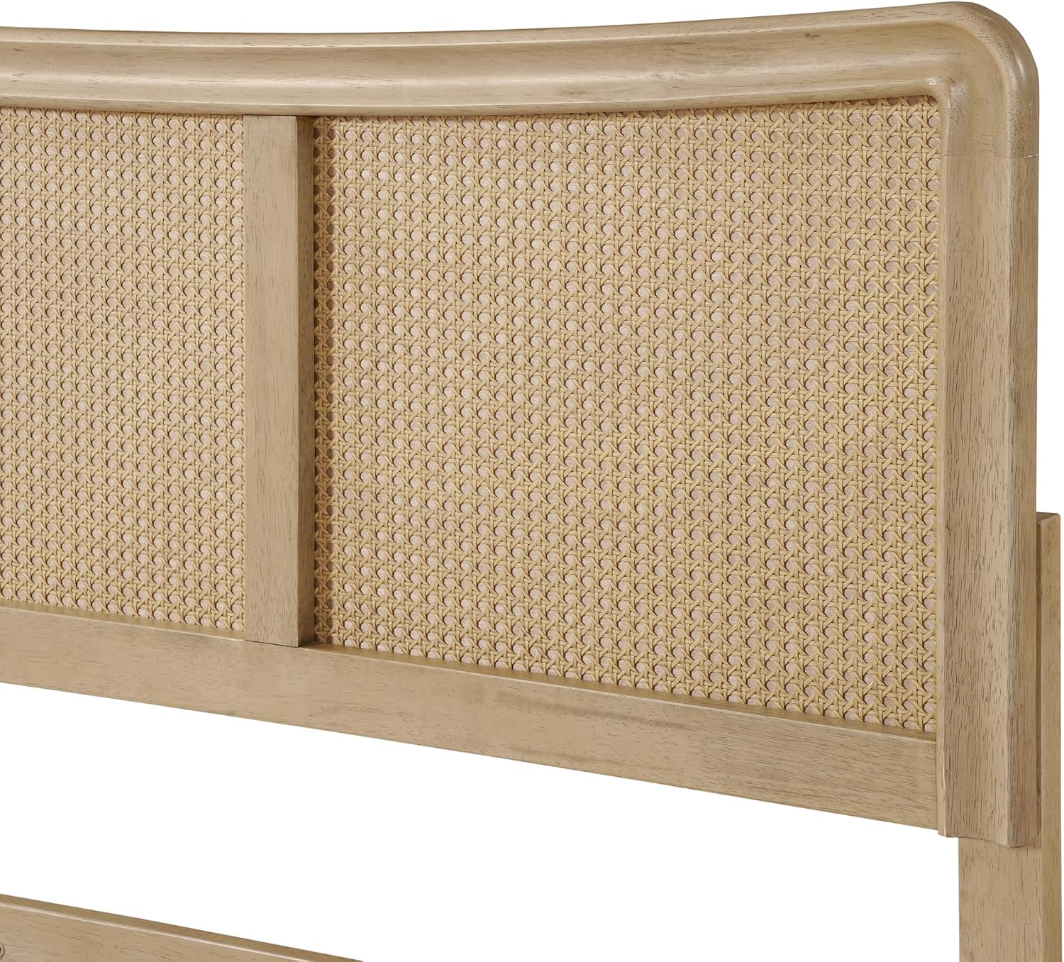 Christopher Knight Home Freda Boho Wooden Queen Bed Frame with Headboard, Rectangular Queen Size Bed Frame with Natural Rattan Adjustable Headboard, Platform Bed Frame, No Box Spring Needed, Brown