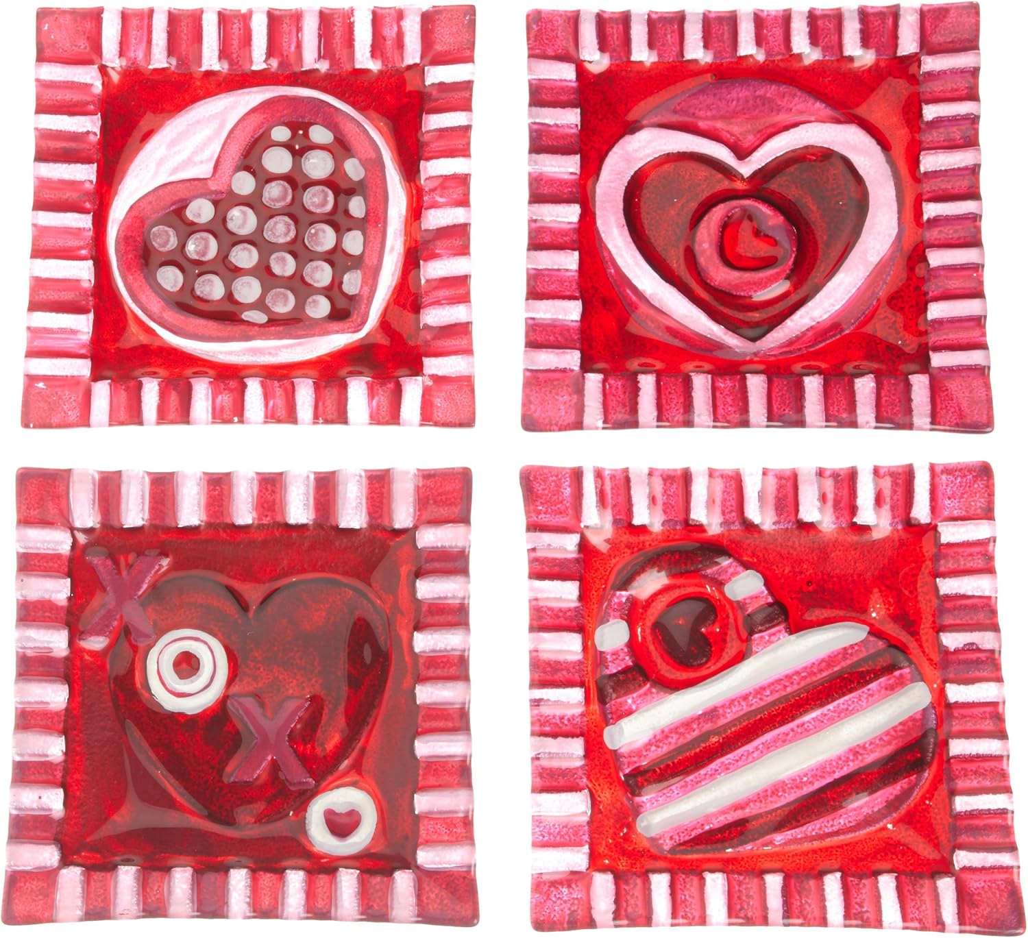 DII Valentine Be Mine Glass Dessert Plates, Set of 4 Plates