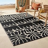 Vista 30 de Fab Habitat - Alfombra de exterior azteca, impermeable, resistente a la decoloración, sin arrugas, plástico reciclado de primera calidad, a rayas