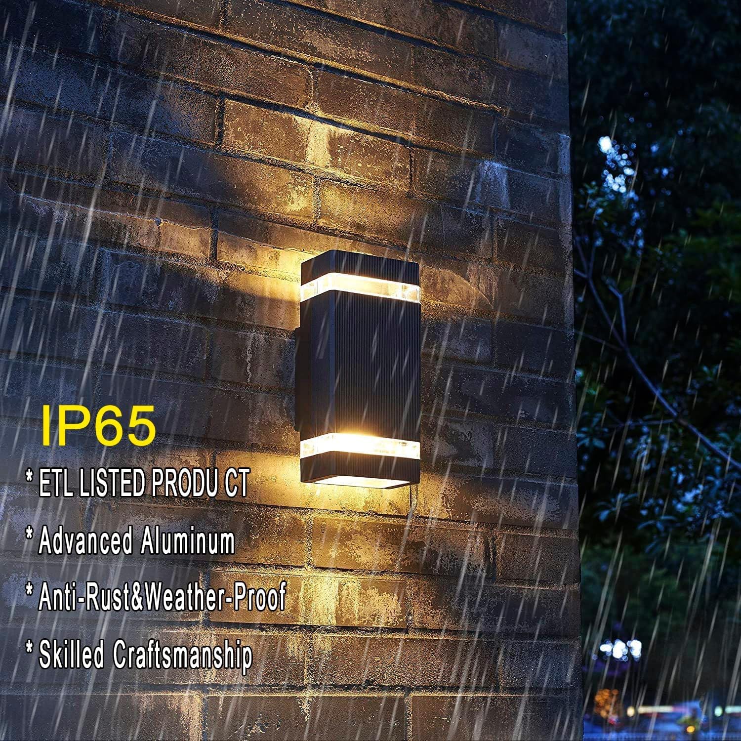 iYogaled Outdoor Dusk to Dawn Wall Lights, Up and Down Exterior Light Fixtures, Outside Modern Porch Lights for Garage,Front Door, Waterproof Black Wall Sconce [ETL Listed].