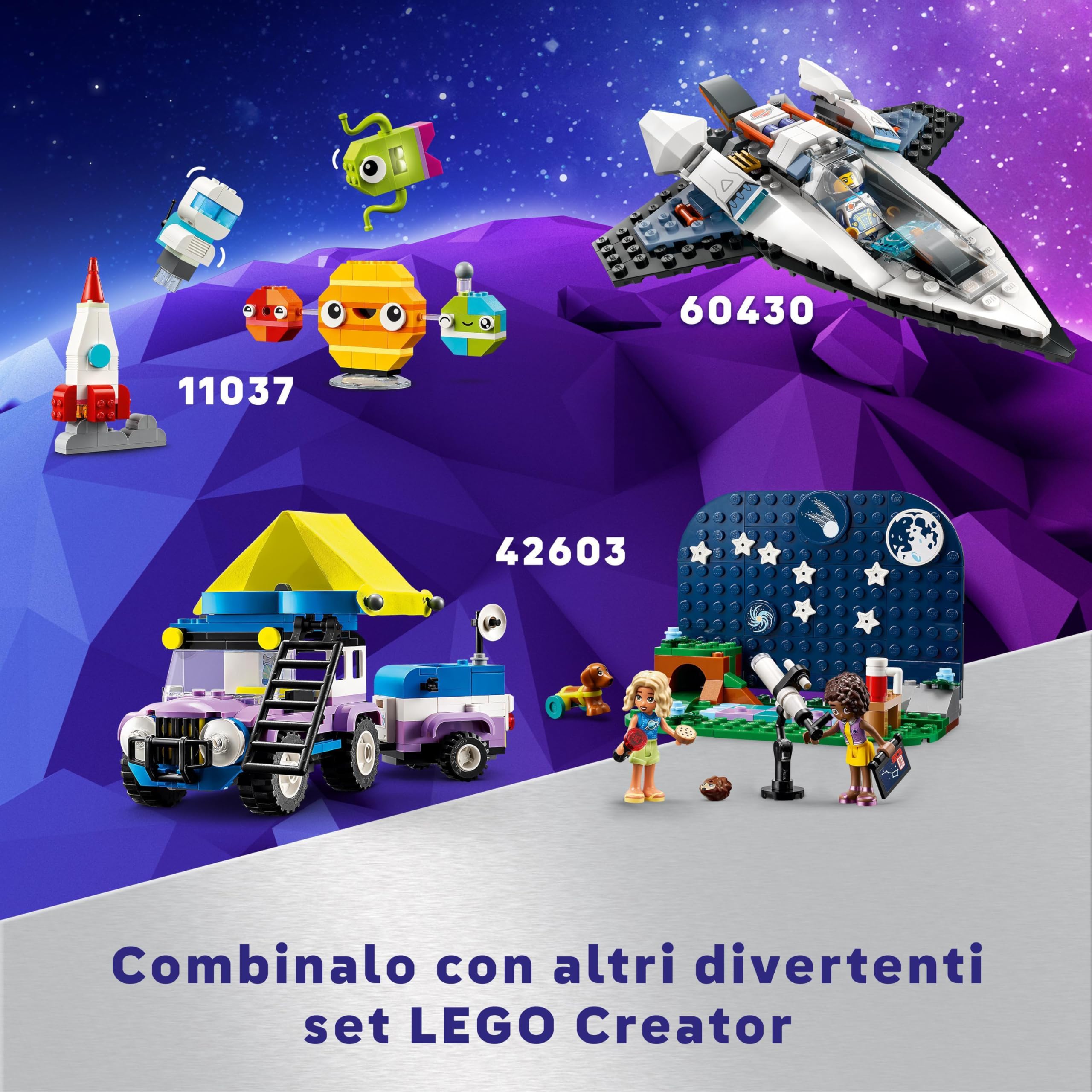 LEGO Creator 3 in 1 Astronauta Spaziale Trasformabile in Cane Giocattolo o in Modellino di Astronave Viper Jet, Giochi da Costruire per Bambini e Bambine da 9 Anni, Idea Regalo a Tema Spazio 31152