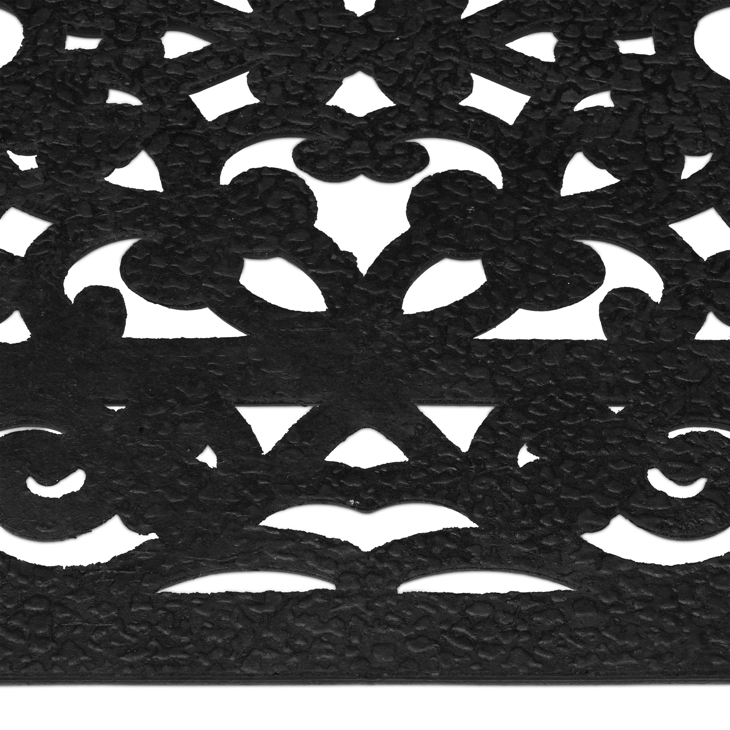 Relaxdays Zerbino in Gomma, Effetto Ghisa, 60x40 cm, Antiscivolo, Impermeabile, Tappetino Entrata, Indoor&Outdoor, Nero, 1 pz