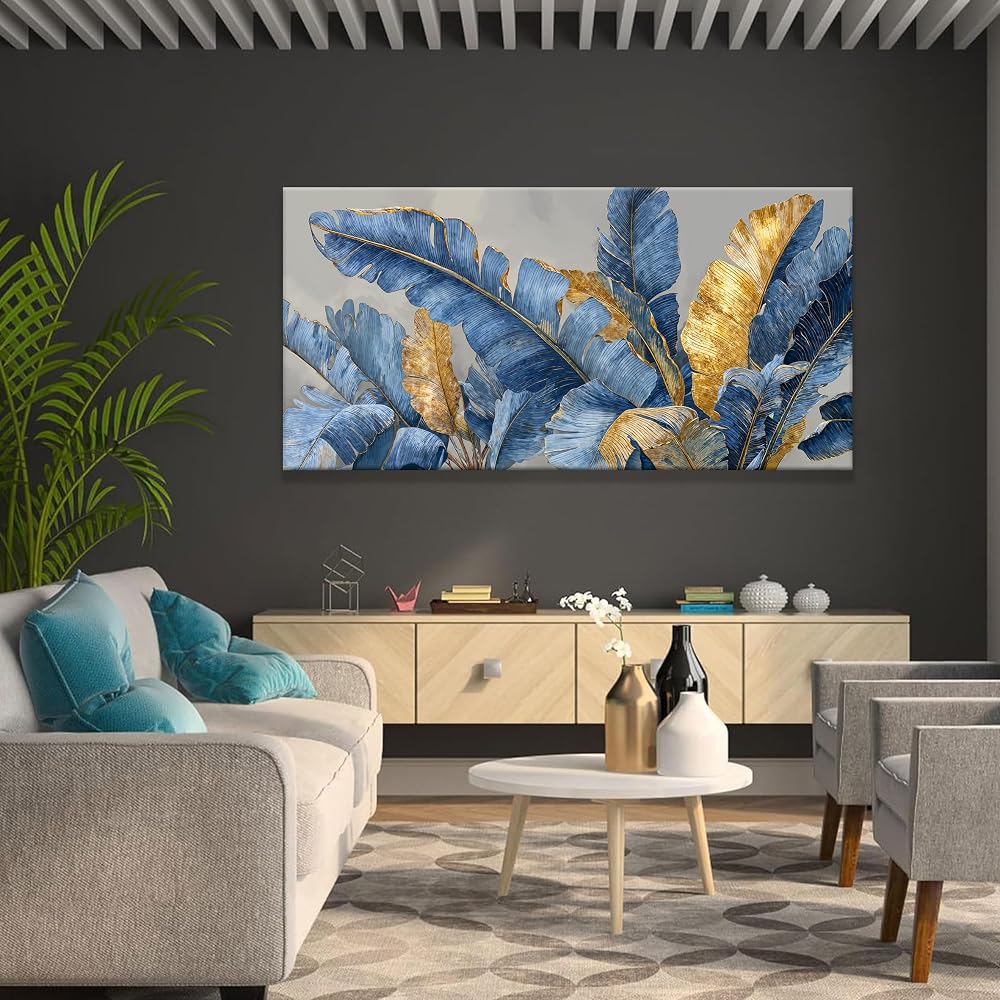 Dimpaga Canvas Wall Art Decor Oversized Boho Canvas Art Wall Decor For Living Room Gold Nature Botanical Wall Art Decor Artwork Modern Wall Decor Artwork For Home Bedroom Office Wall Decor 29×58 Inch