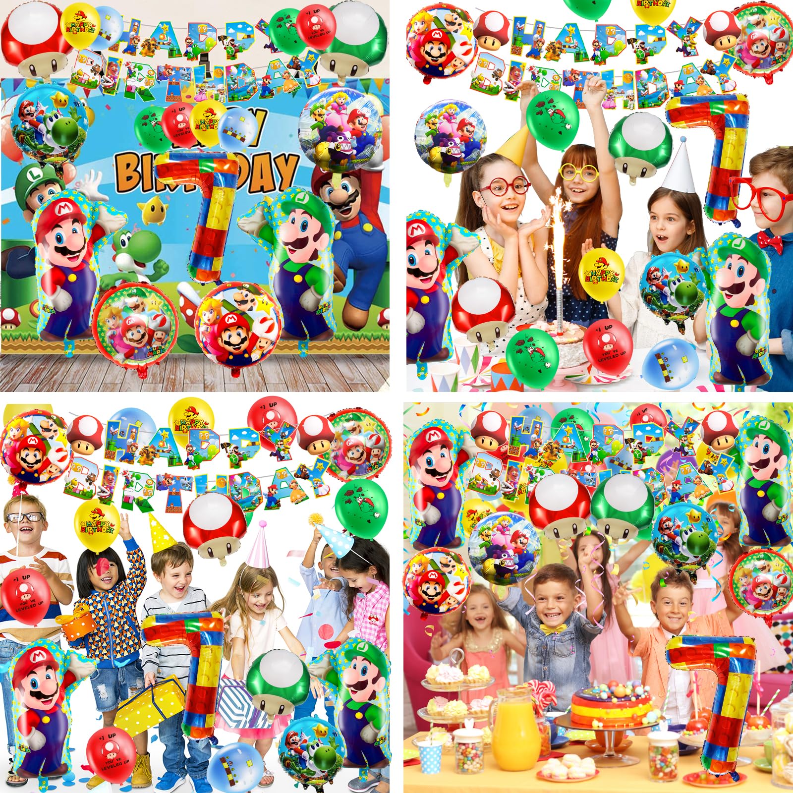 Palloncini Compleanno Mario - Set 8 Pezzi Per Feste A Tema, 7 Anni