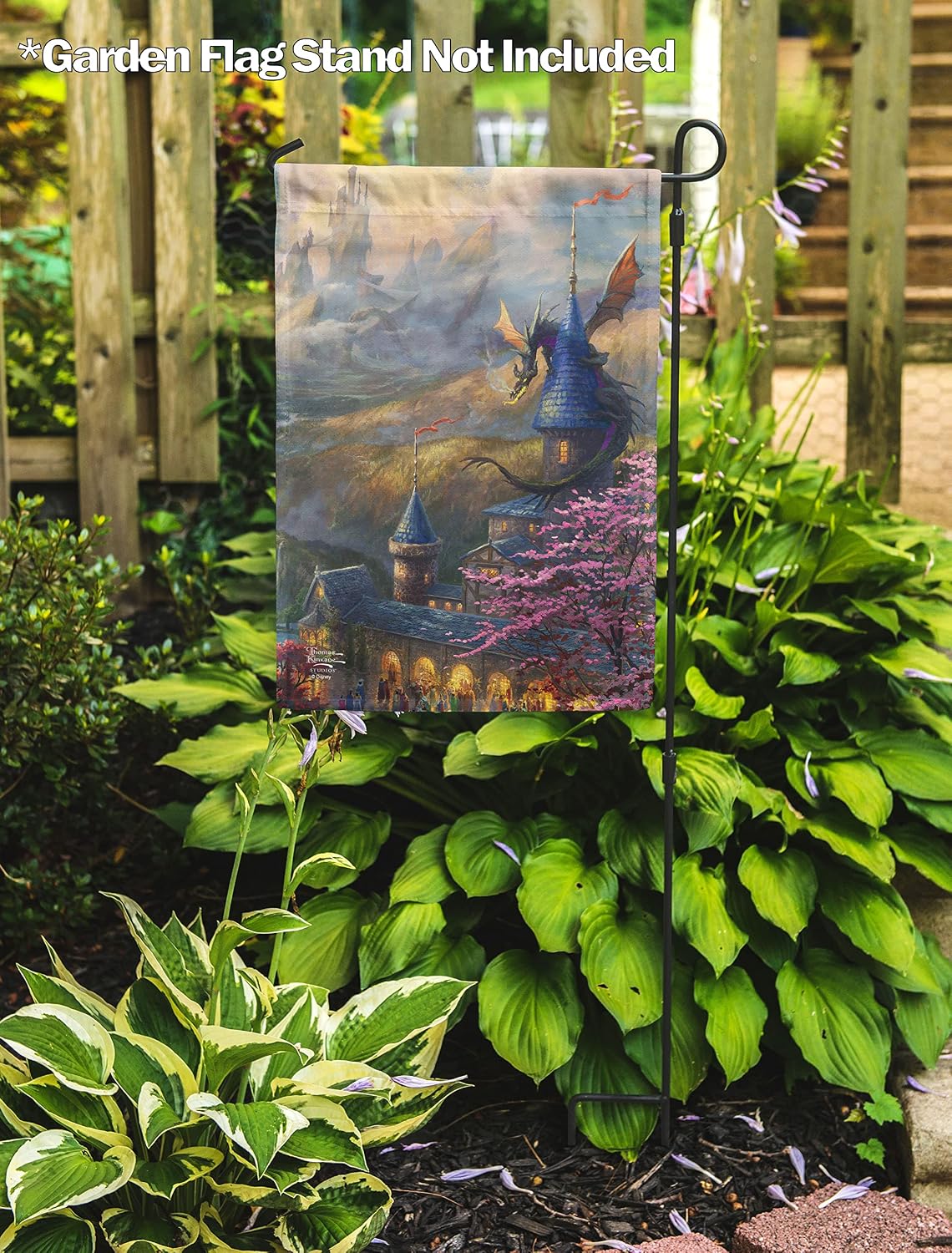 Flagology, Thomas Kinkade Disney, Sleeping Beauty Maleficent – Garden Flag 12" x 18", Exclusive Fabric, Officially Licensed Thomas Kinkade Disney