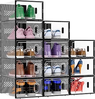 BALEINE 12 Pack Stackable Shoe Storage Boxes Fit Size 9, Thickened Clear...