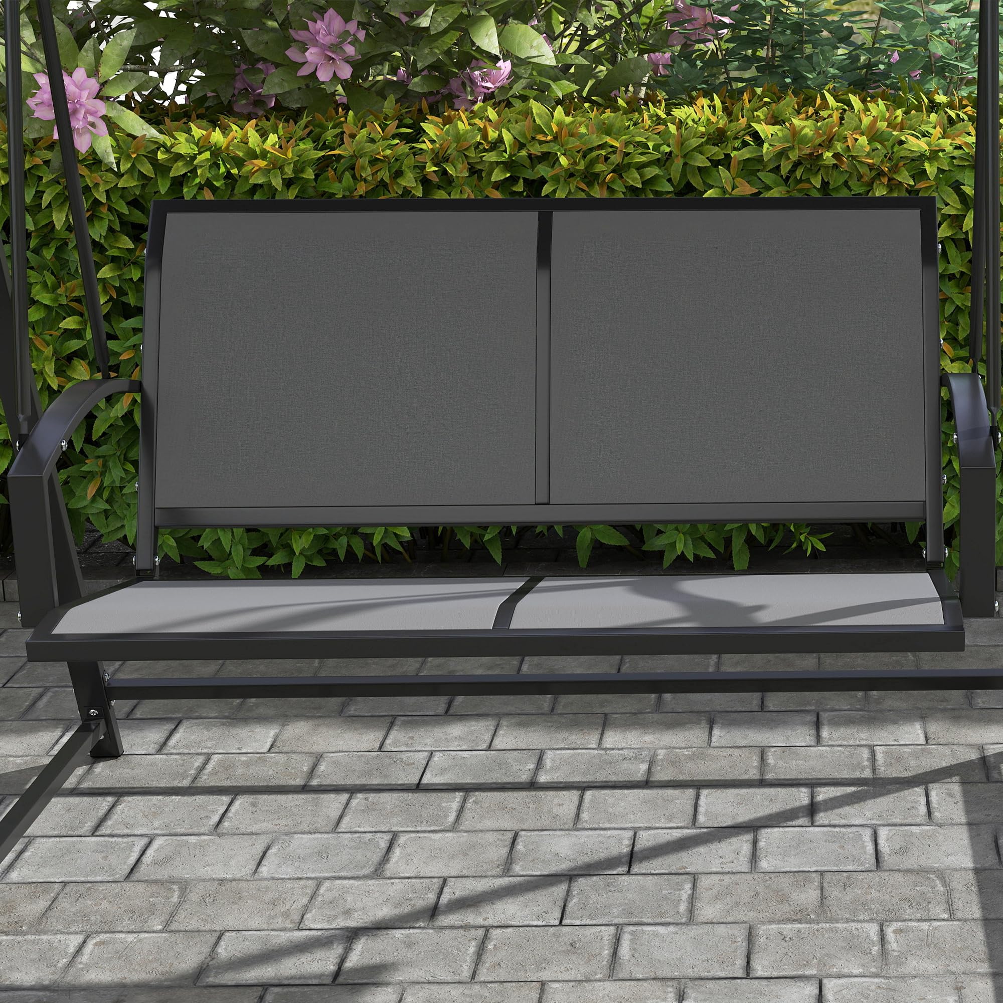 Outsunny Columpio de Jardín Exterior de 2 Plazas Balancín de Jardín Exterior con Toldo Ajustable 90° Protección UV 30+ y Estructura Triangular de Metal Carga 220 kg 160x112x162 cm Gris Oscuro