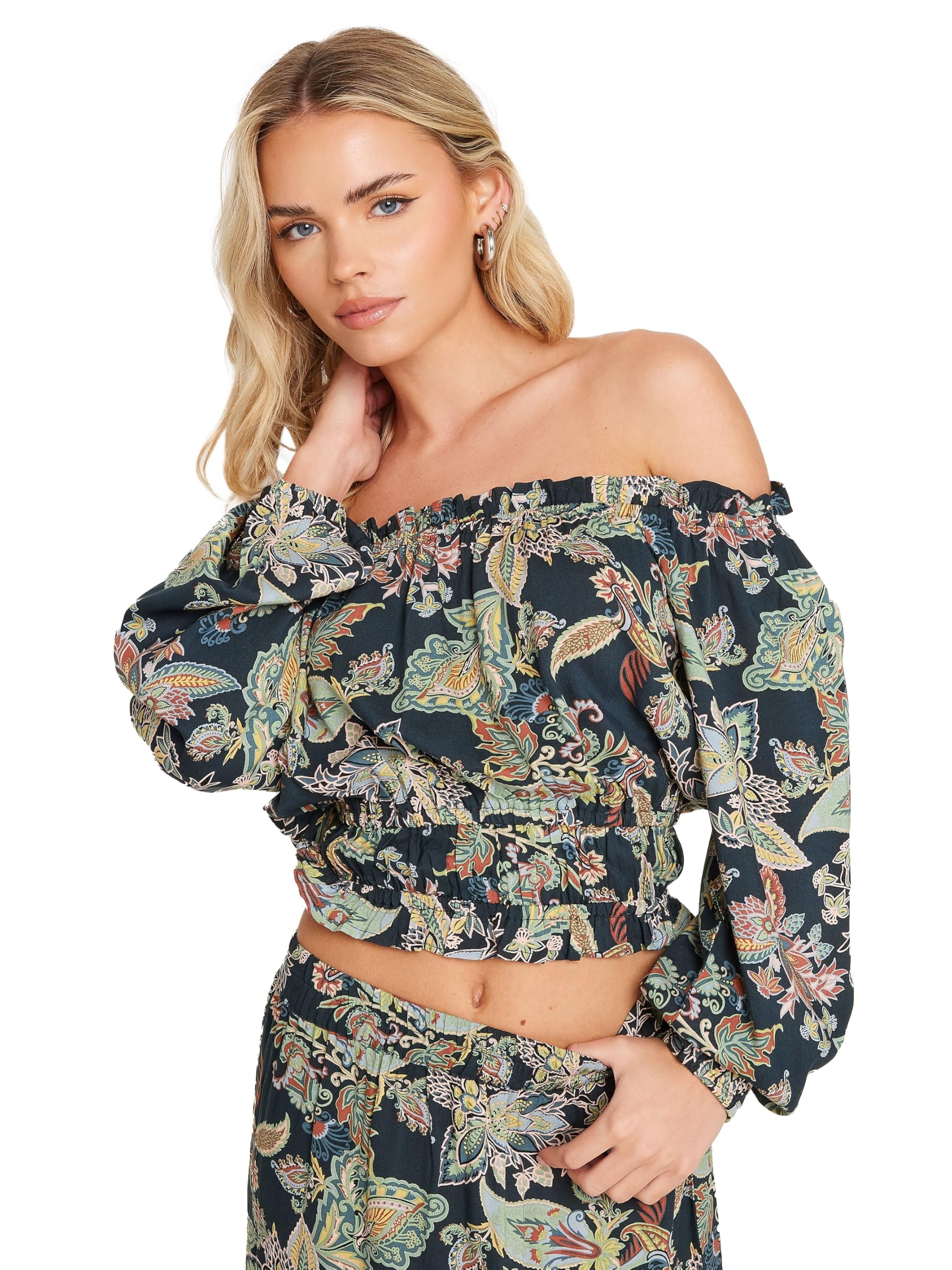 Pixiegirl Women's Dark Blue Petite Bardot Top In | : Size 18
