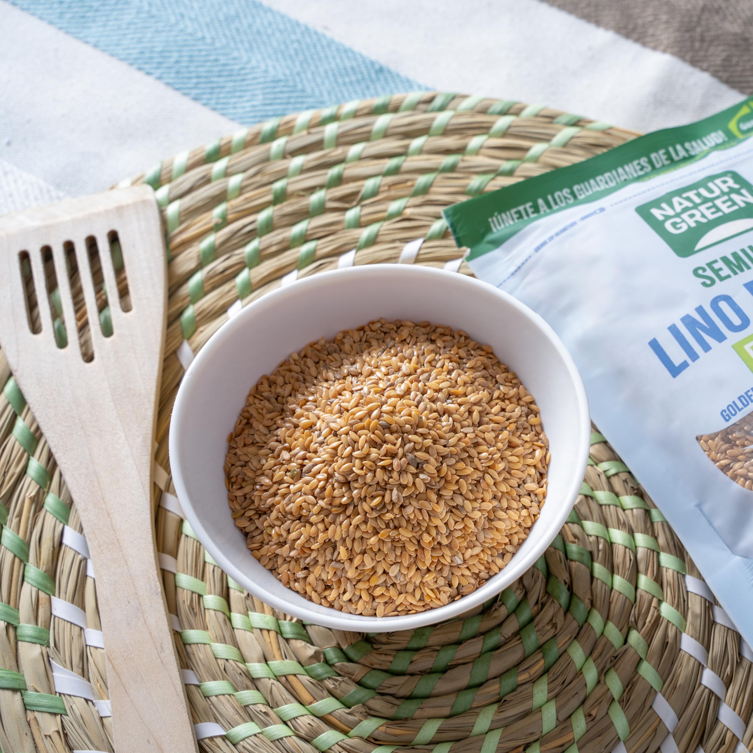 NaturGreen Lino Dorado Bio 500g | Alto en Fibra y Proteína | Fuente de Omega-3 | Sin Azúcares Añadidos | Superalimento Ecológico | Ideal para Dietas Veganas y Saludables
