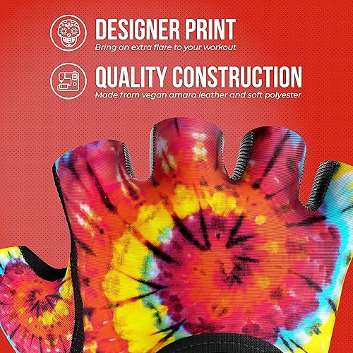 Miniatura 10 de 5347 - Guantes de levantamiento y remo con estampado de teñido anudado en espiral para mujer (par)  Cuero Amara ligero vegano medio acolchado con