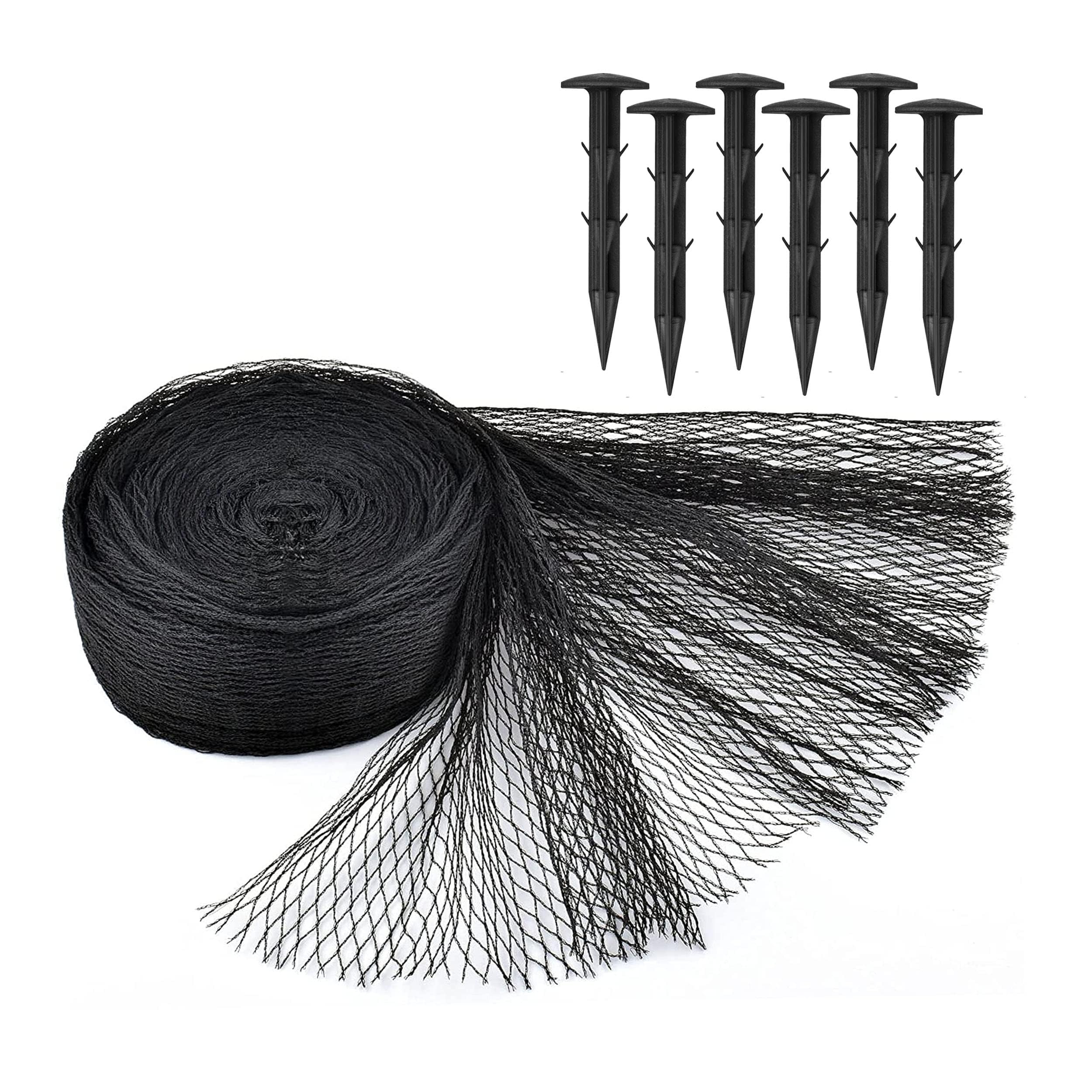 1ABOVE Koi Pond Netting Kit – 4 x 6m Heavy Duty Black Fine Mesh Pond Cover with 6 Stakes, UV Resistant Woven Netting, Protects Koi Fish from Herons, Birds, Cats & Predators, Leaf & Debris