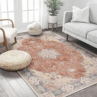 meejou 4x6 Area Rugs 4x6 Rug Vintage Rugs 4x6 Machine Washable Rugs Floor Carpet Non-Slip Low Pile Area Rugs for Living Ro...