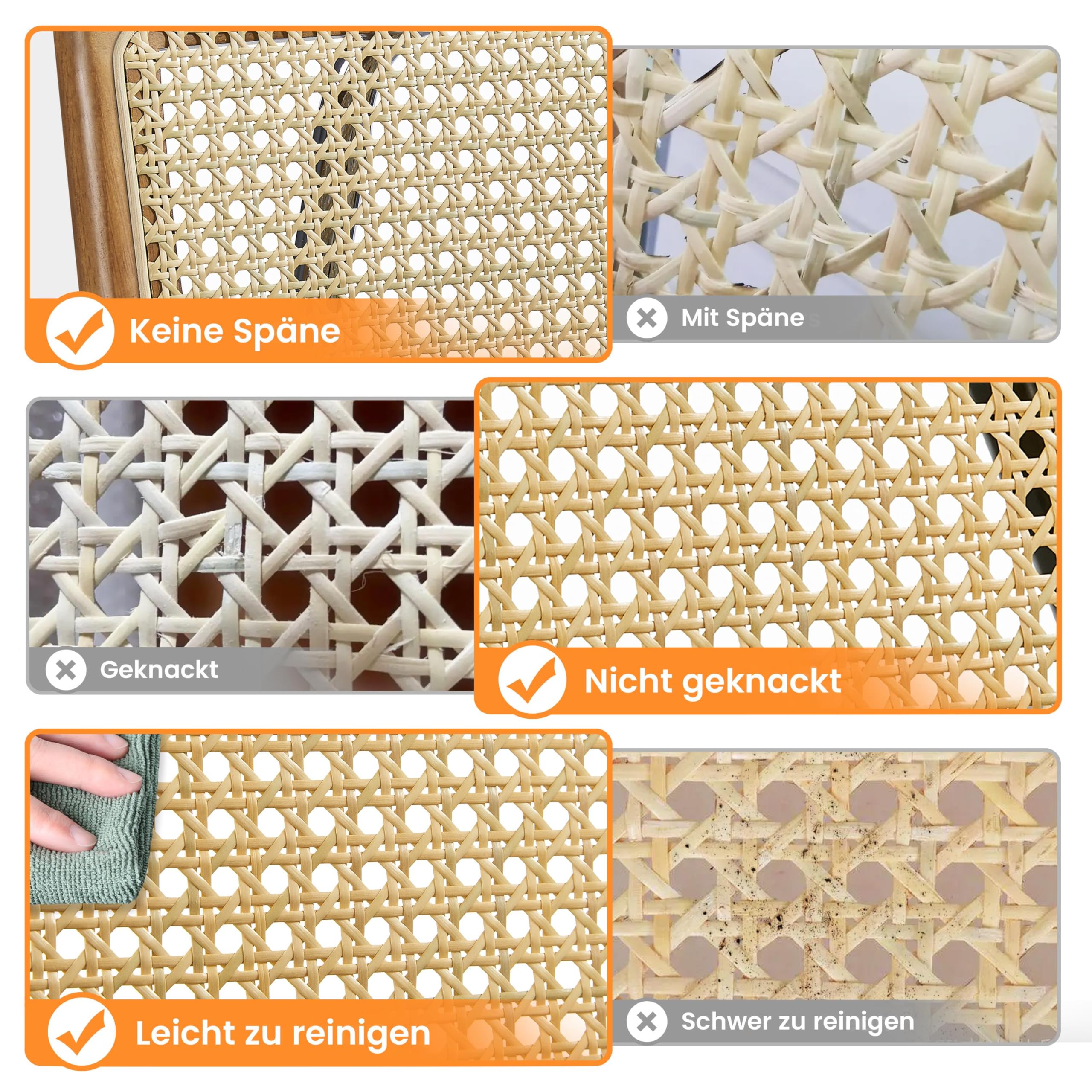 Yaheetech Küchenstuhl Esszimmerstühle Rückenlehne aus Rattan Schwingstuhl aus Kunstleder Polsterstuhl fürs Esszimmer/Küche/Wohnzimmer/Restaurant Retro-Braun, 2er Set
