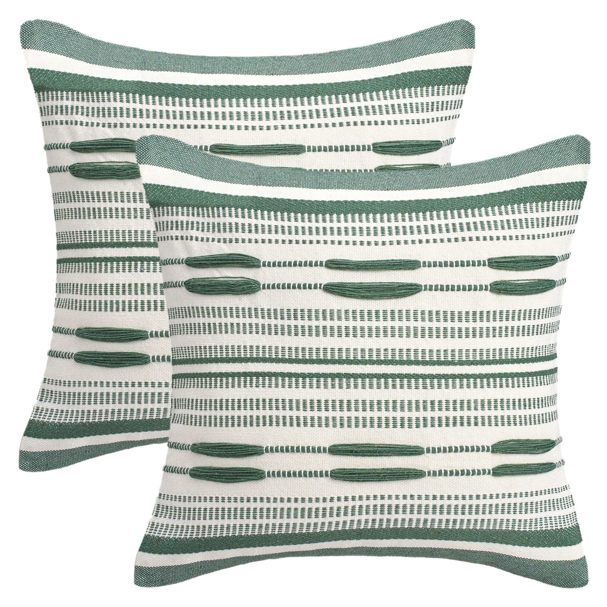HMETOL Boho Striped Square Cushion Covers for Sofa Throw Pillow
