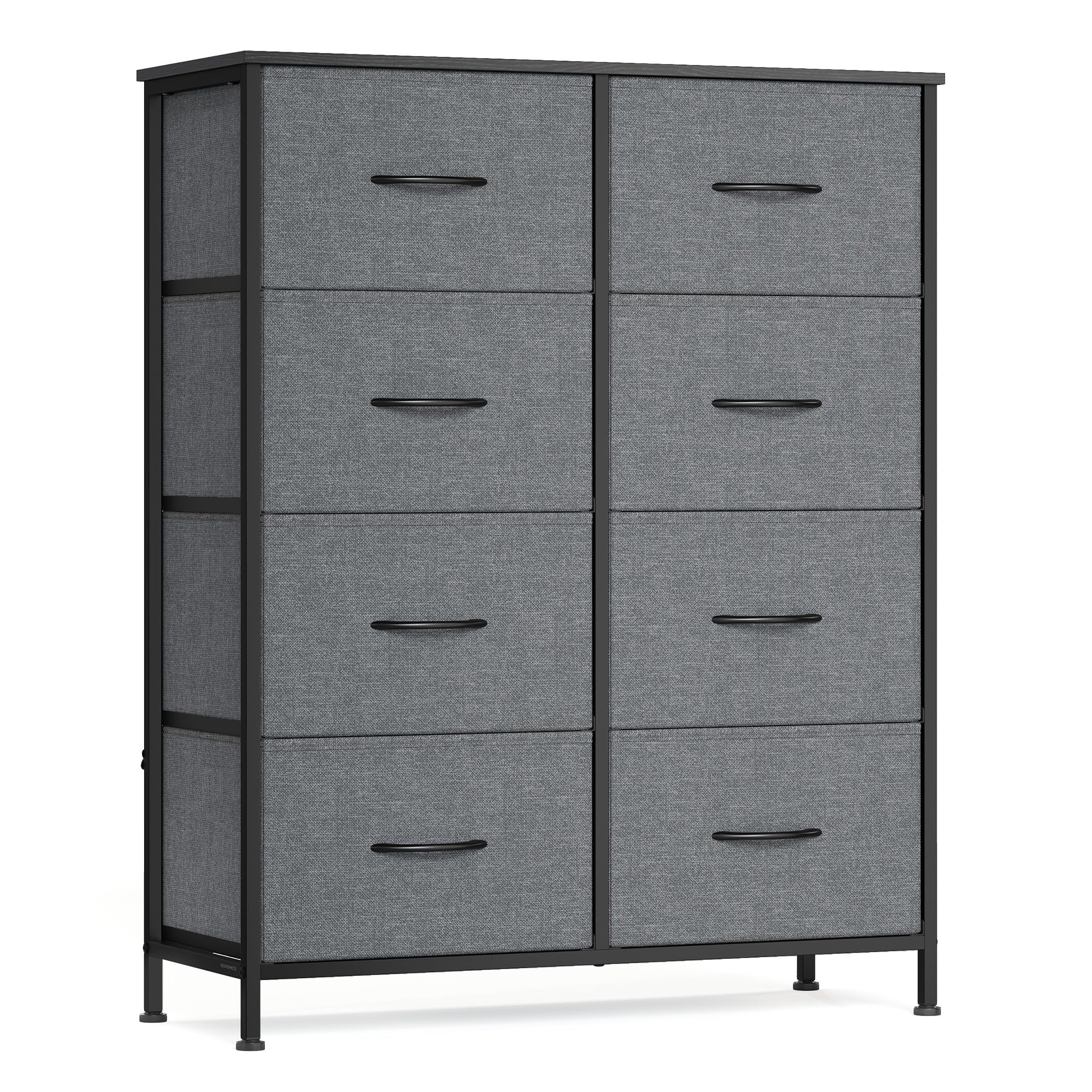 SONGMICS Chest of Drawers, Storage Unit, for Bedroom, Closet, Hallway, Living Room, Steel, 8 Drawers, Modern, Slate Grey BELLAH Collection LGS124G101