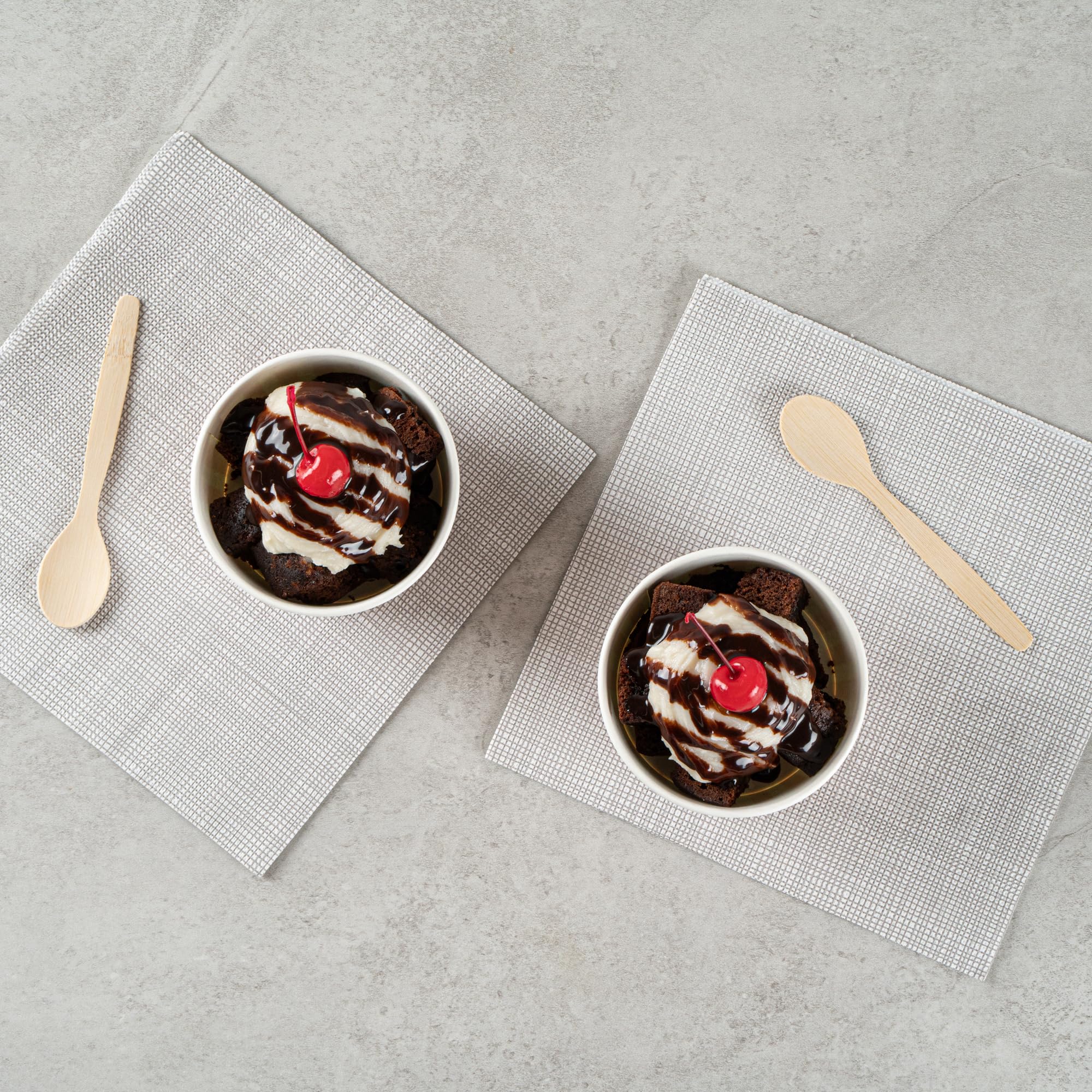 Restaurantware Coppetta - Vasos de postre de 8 onzas, 50 vasos desechables para helado, tapas se venden por separado, cuencos de papel FroYo resistentes, color rosa y blanco, para alimentos fríos y