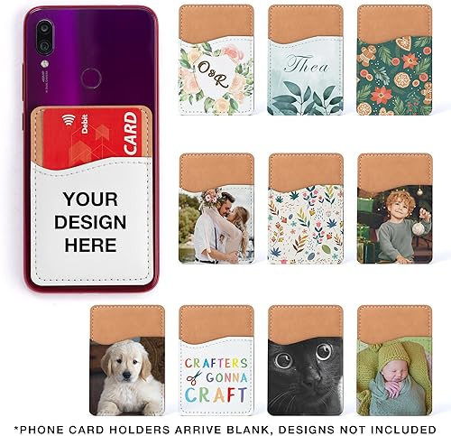 Miniatura 3 de Sublimation Blanks - Cartera para teléfono  Tarjetero de piel sintética para la parte posterior del teléfono, se pega en iPhone, Android, HTV en