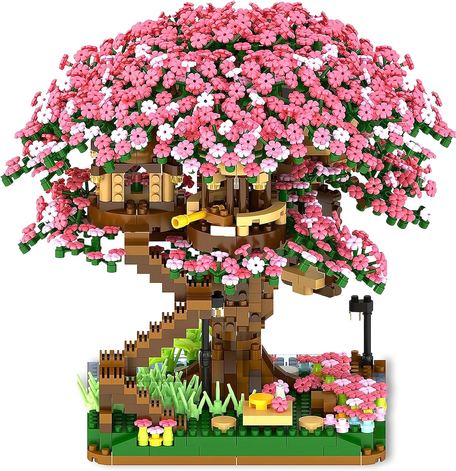 NEWABWN Cherry Blossom Bonsai Tree Mini Micro Building Set
