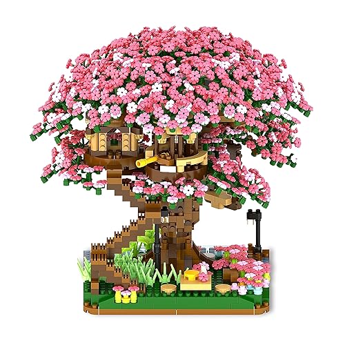 NEWABWN Cherry Blossom Bonsai Tree Mini Micro Building Set, Japanese Sakura Tree House Model Sets for Adults, Flowers House Mini Bricks Building Kit, Creative Gift Toys for Teens 14 (2138PCS)