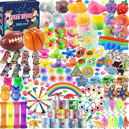 200 piezas de recuerdos de fiesta para niños de 8 a 12 años, caja de premios del tesoro, juguetes para recompensas de aula, rellenos de bolsas de