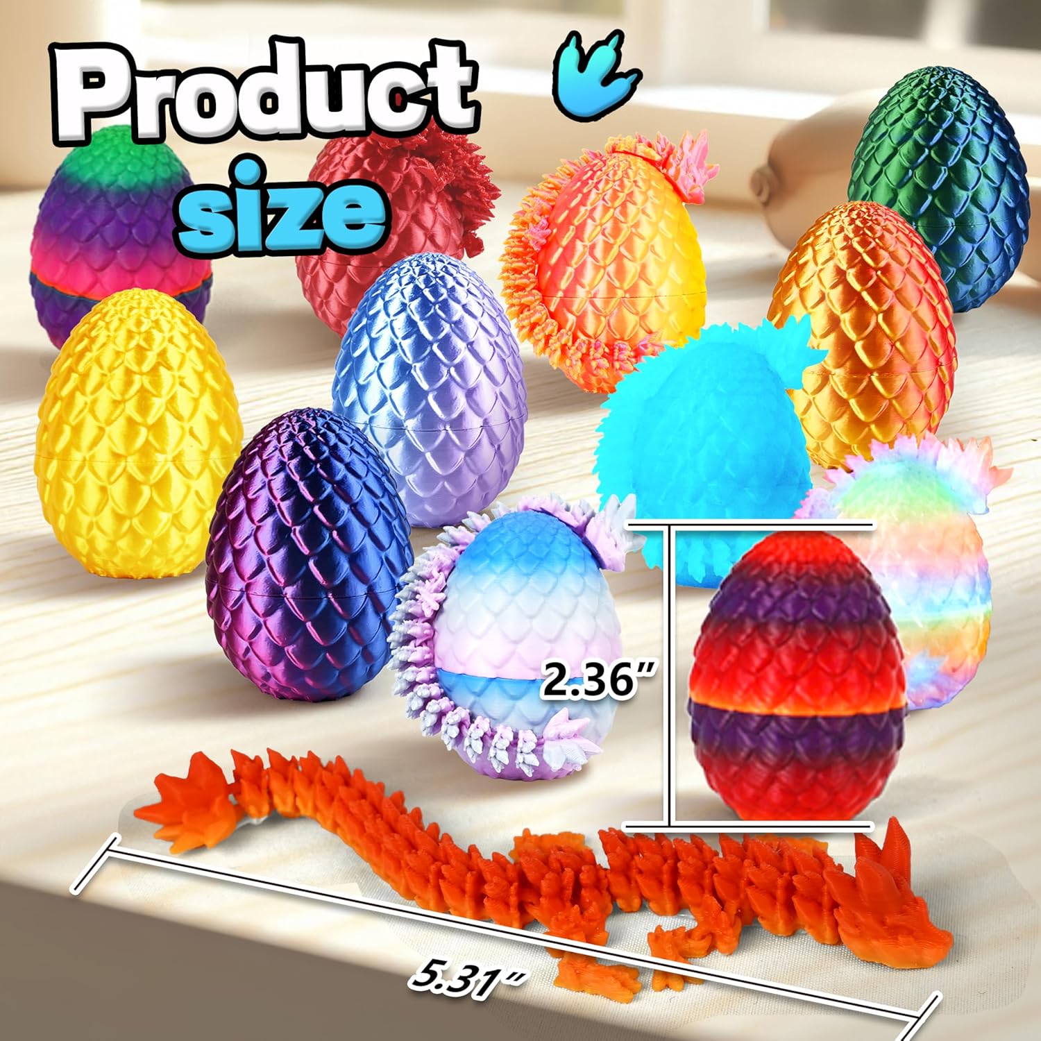 Drofex 24PCS Easter 3D Printed Dragon Eggs, Prefilled Easter Dragon Egg with Dragon Toy for Basket Stuffers, Goodie Bag Fillers, Classroom Prize Supplies, Unique Easter Basket Essentials for Kids