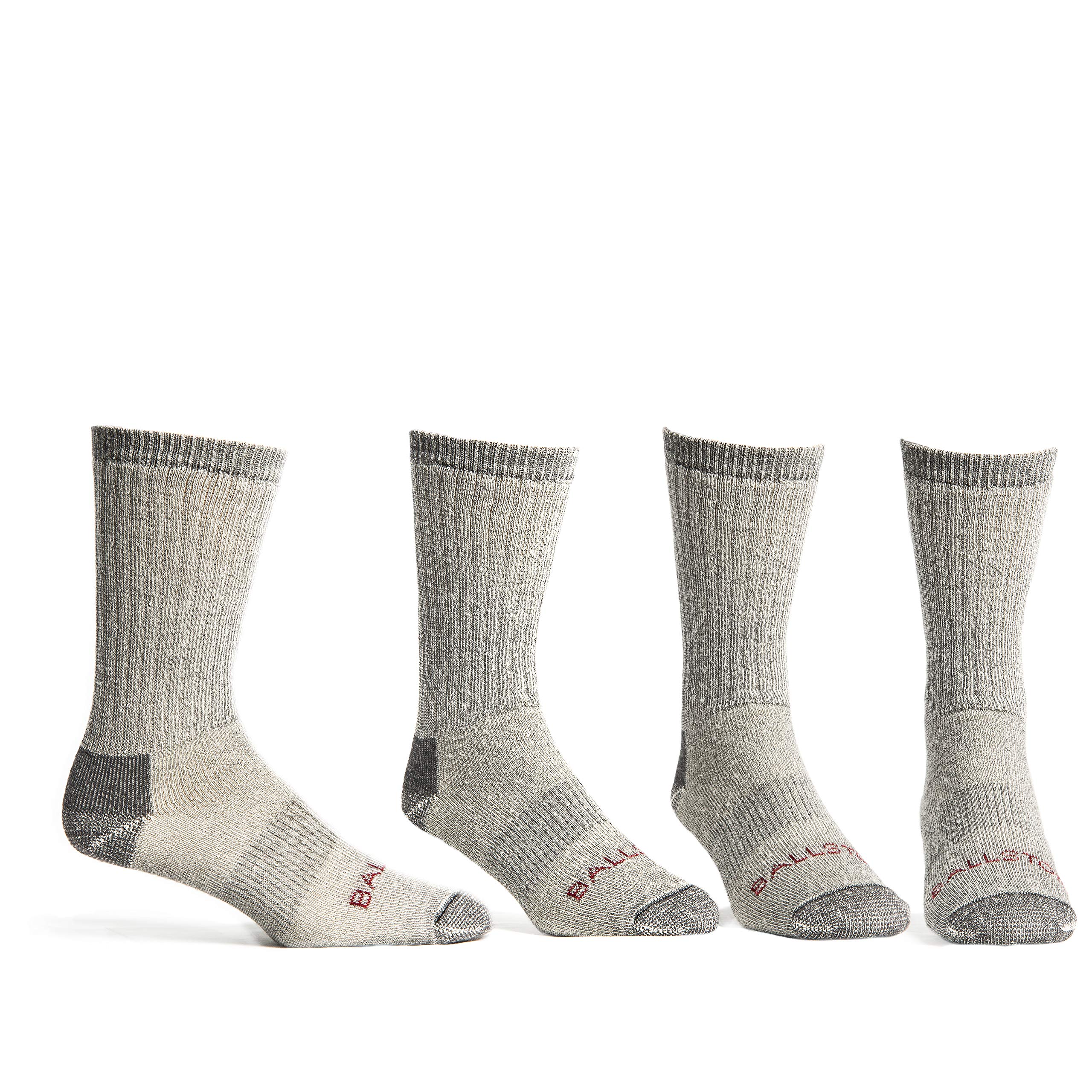 Ballston Lightweight 81% Merino Wool Crew Hiking Socks - 4 Pairs for Men and Women