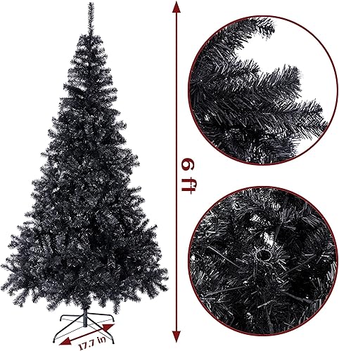 Miniatura 6 de Sunnyglade - Árbol de Navidad artificial de 6 pies  1.82 metros de Halloween de 1.000 puntas de árbol de decoración de temporada con soporte de