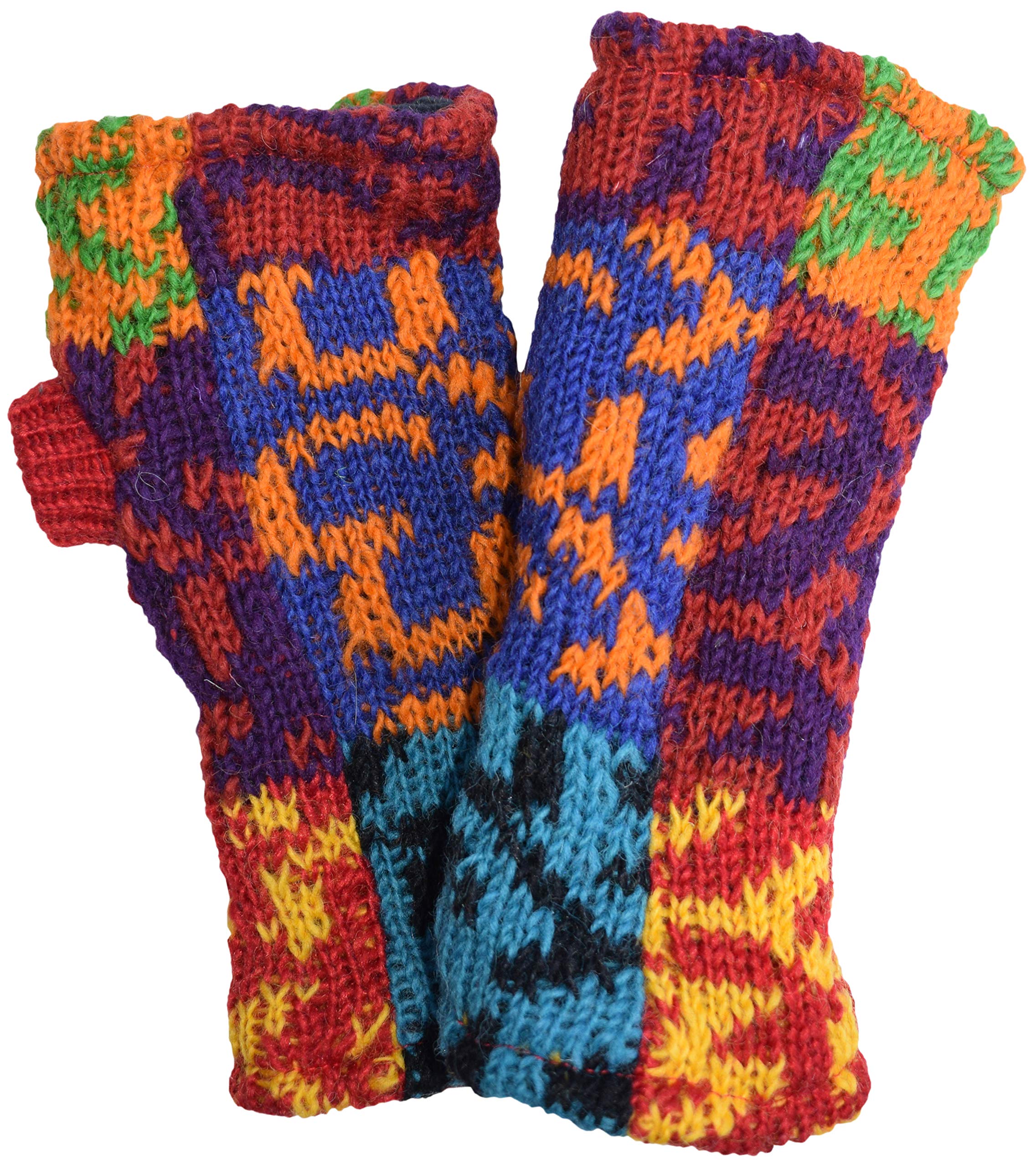 Gheri Women's Warm Woolen Fleece Lined Hand Knitted Mittens Gloves Handwarmers P