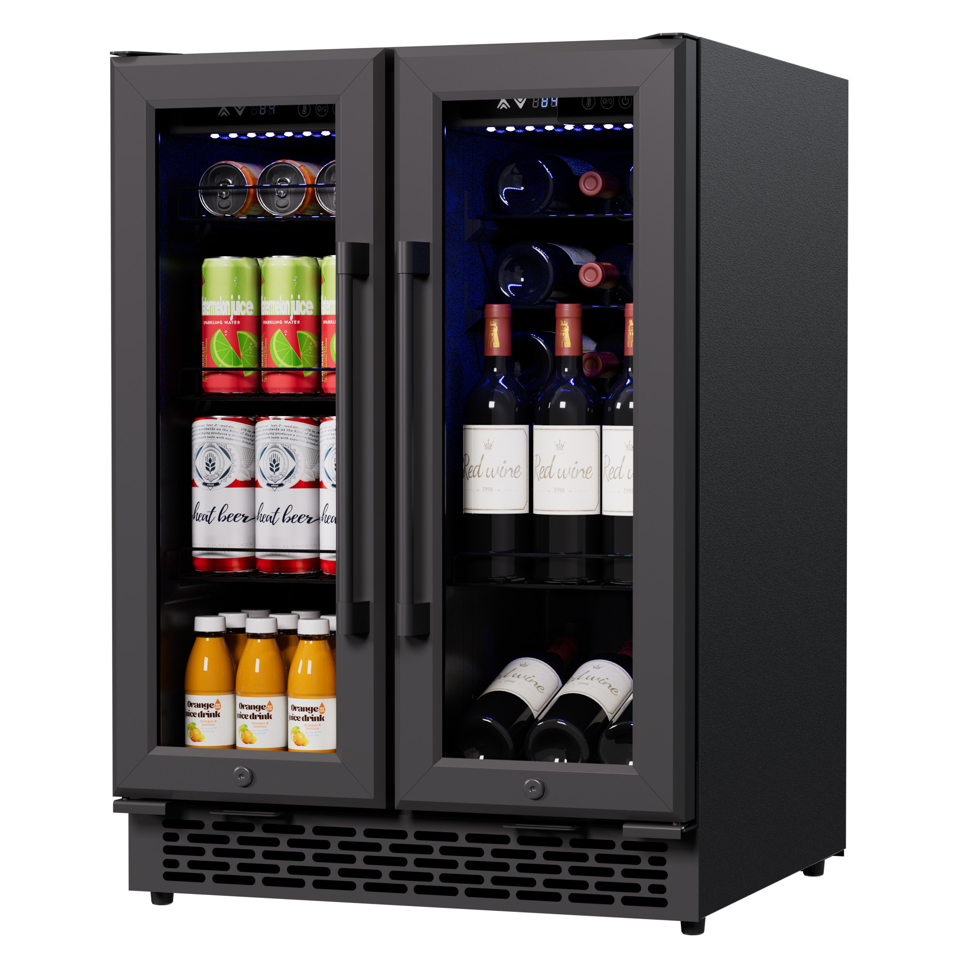 Image of Wine and Beverage Refrigerator with Glass Door, 24 Inch Cooler Fridge
