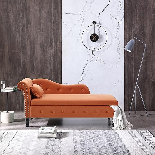 Miniatura 1 de HomSof Tumbona, Borgoña Moderno Terciopelo Interior, Brazo Izquierdo Diseño Lounge Sofá, Silla Reclinable Patas de Madera Sólida con 1 Almohada