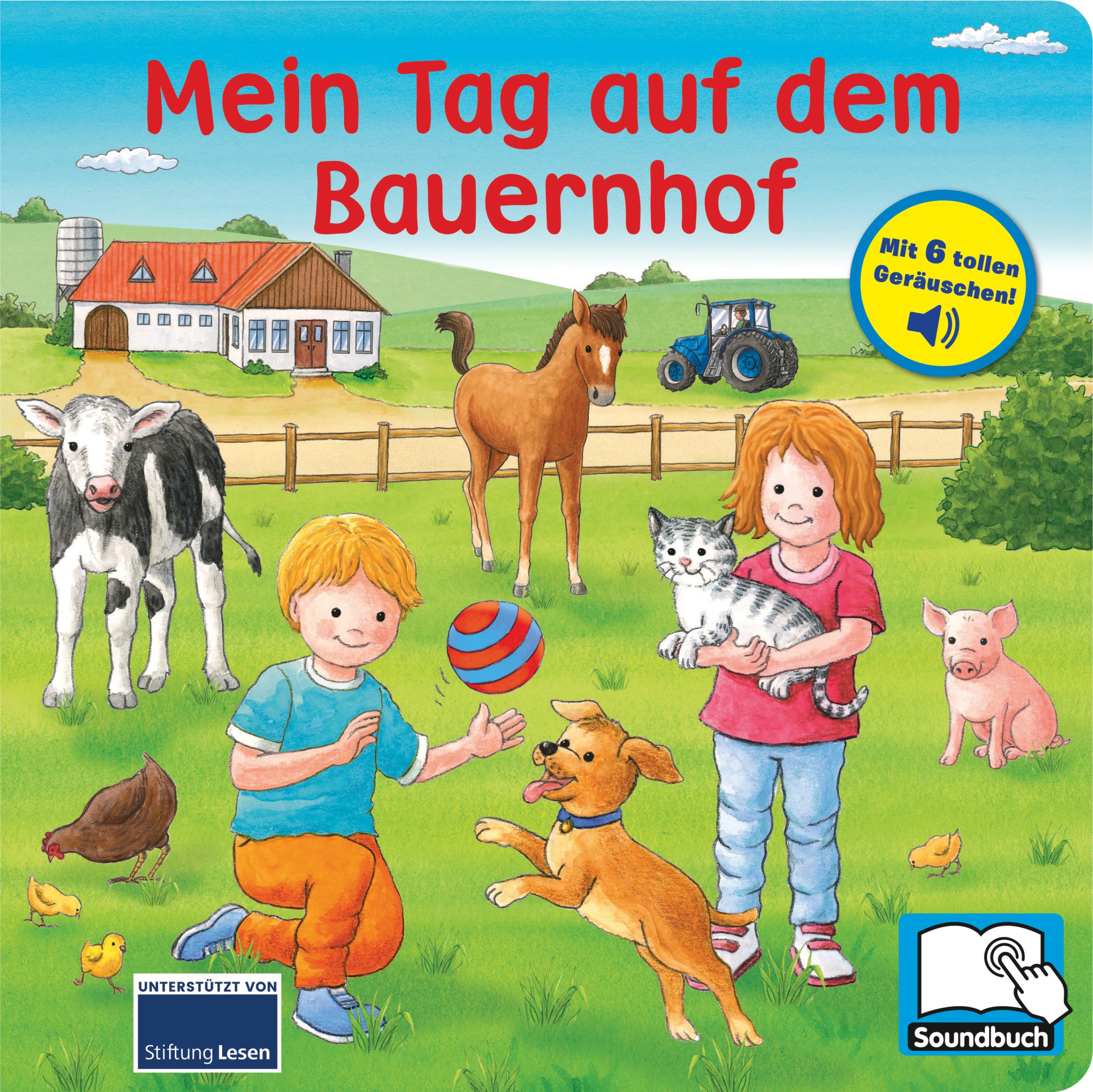 Mein Tag auf dem Bauernhof - Pappbilderbuch mit 6 integrierten Sounds - Soundbuch für Kinder ab 18 Monaten