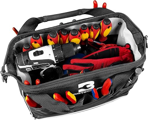 Miniatura 5 de Bolsa de herramientas de boca grande de 15 pulgadas con compartimento integrado para contenedores de piezas