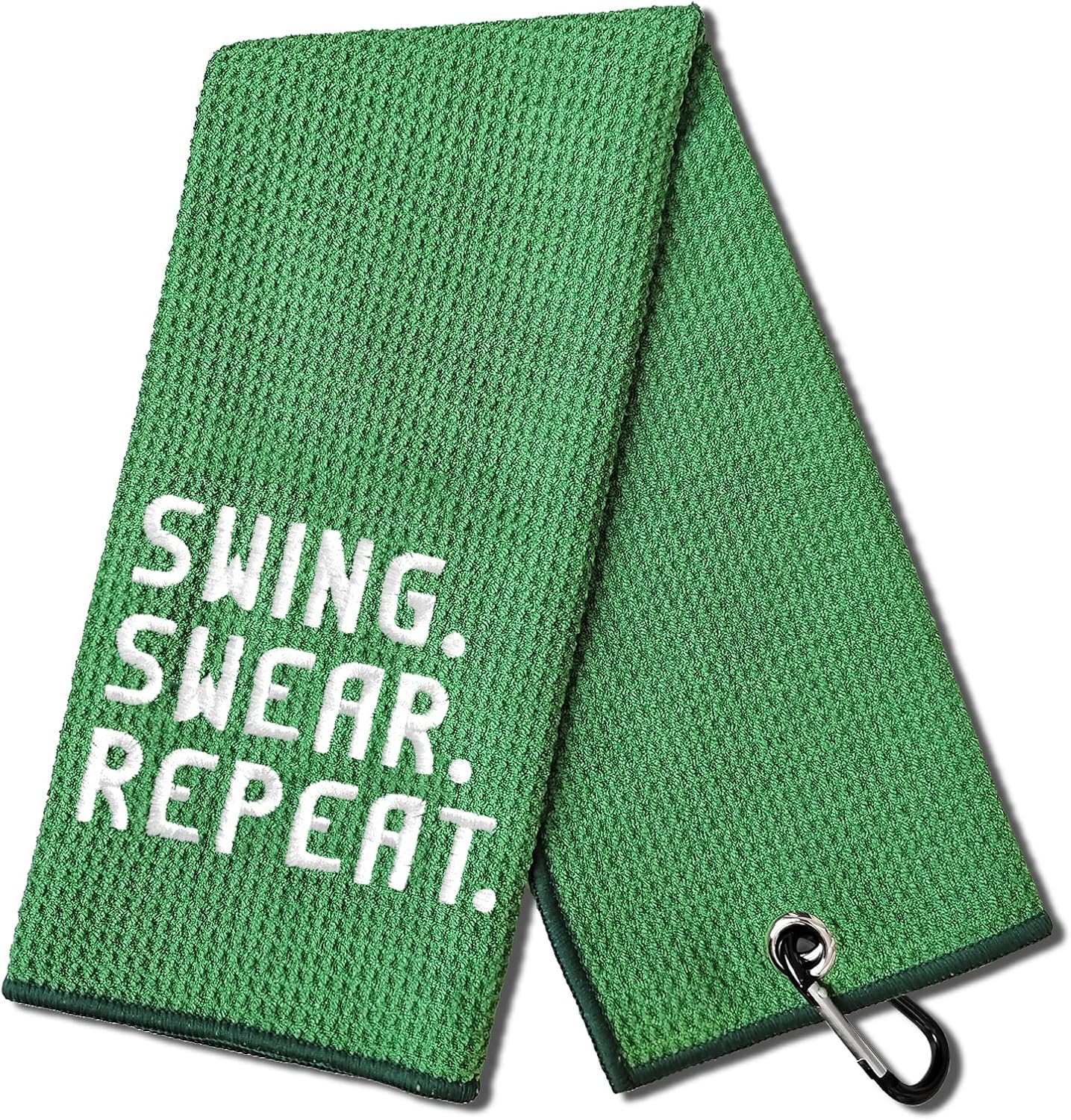 DYJYBMY Swing Swear Repeat Green Golf Towel with Clip, Golf Accessories
