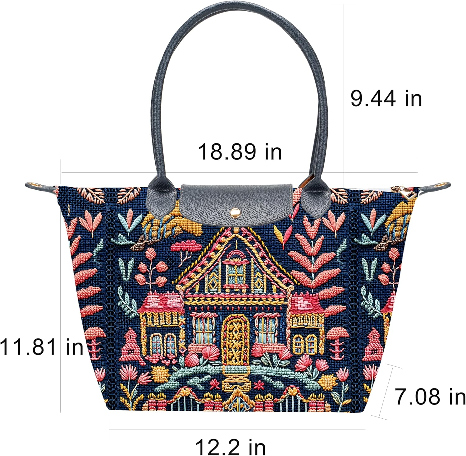 Large Foldable Tote Bag with Zipper for Women, Fashion Canvas Bag - Image 5